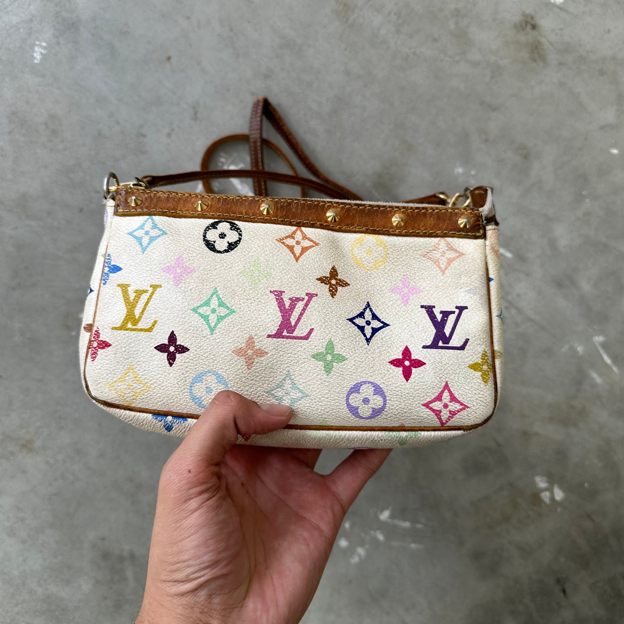 Louis Vuitton Murakami Multicolor Pochette Bag with Long Strap
