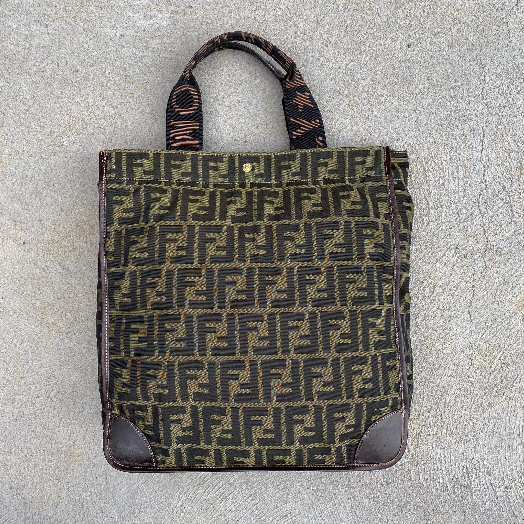 Fendi Vintage Zucca Monogram Canvas Large Carry Tote Bag