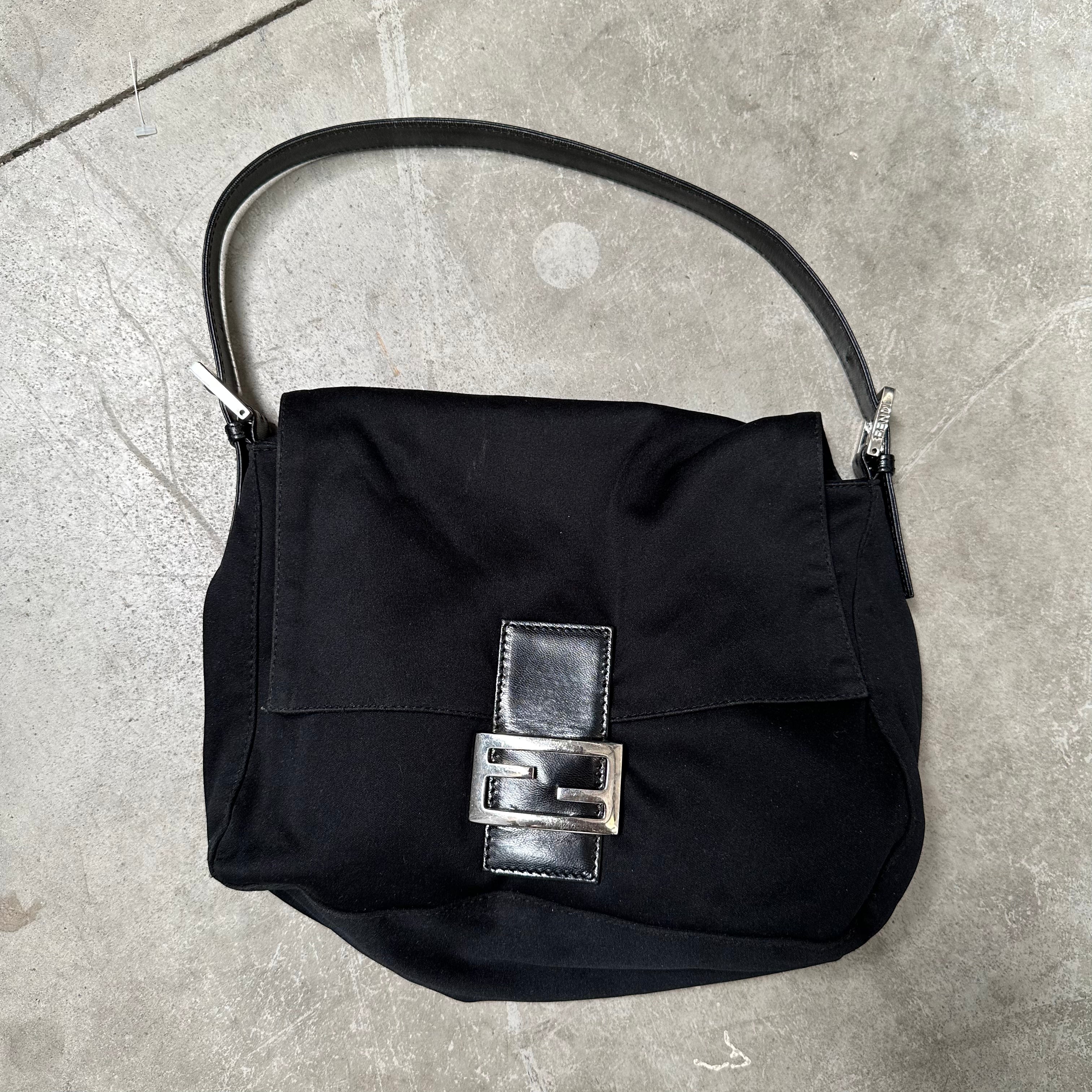 Fendi Black Mama Baguette Bag with Silver Hardware