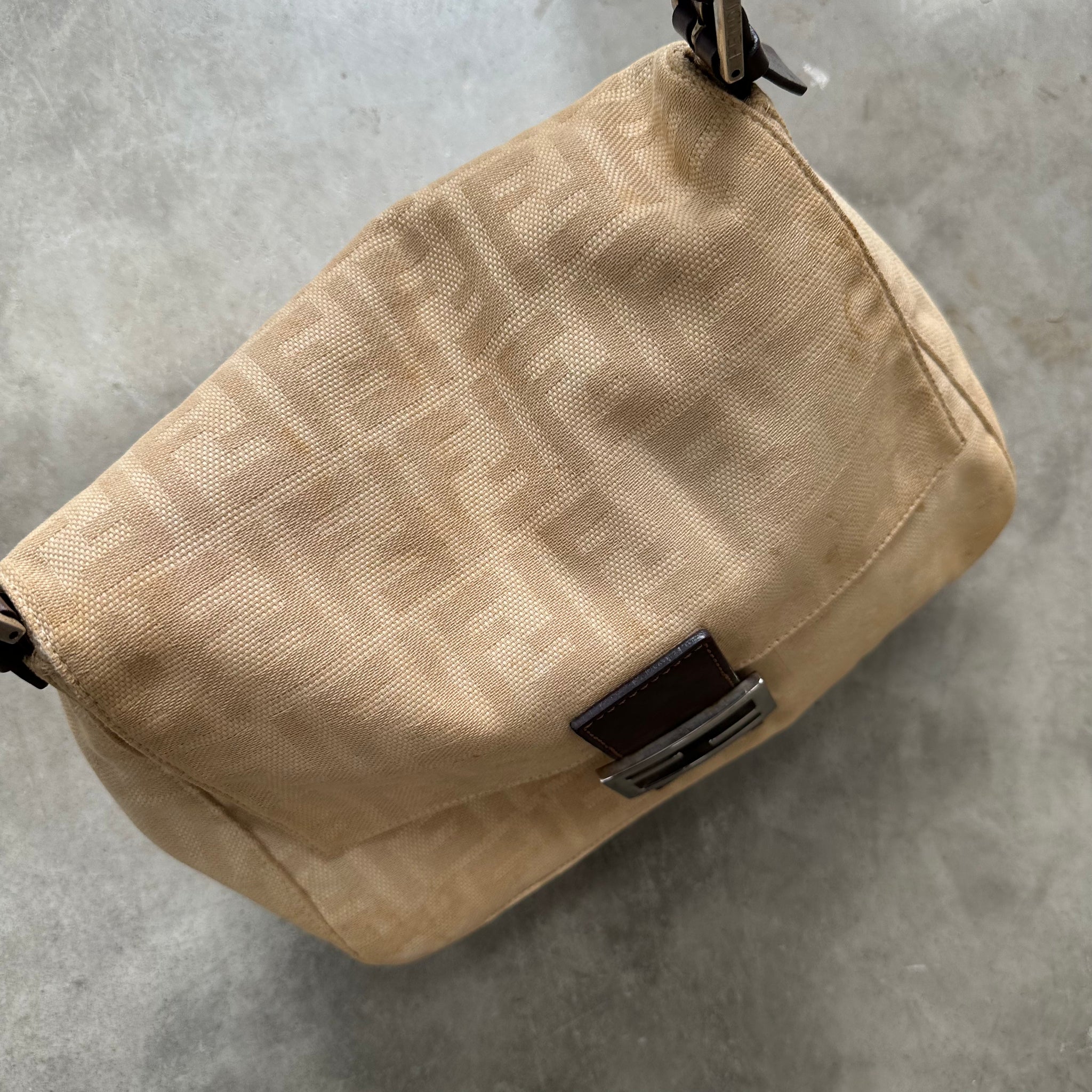 Fendi Mama Baguette Bag Canvas Beige