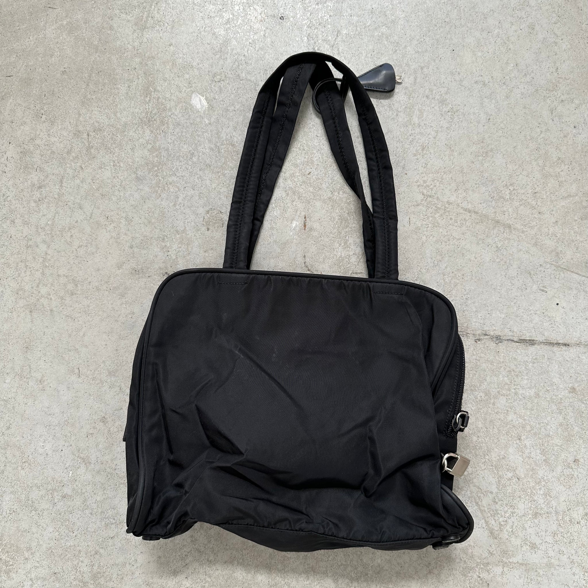 Prada Zip Around Hand Bag Nylon Black