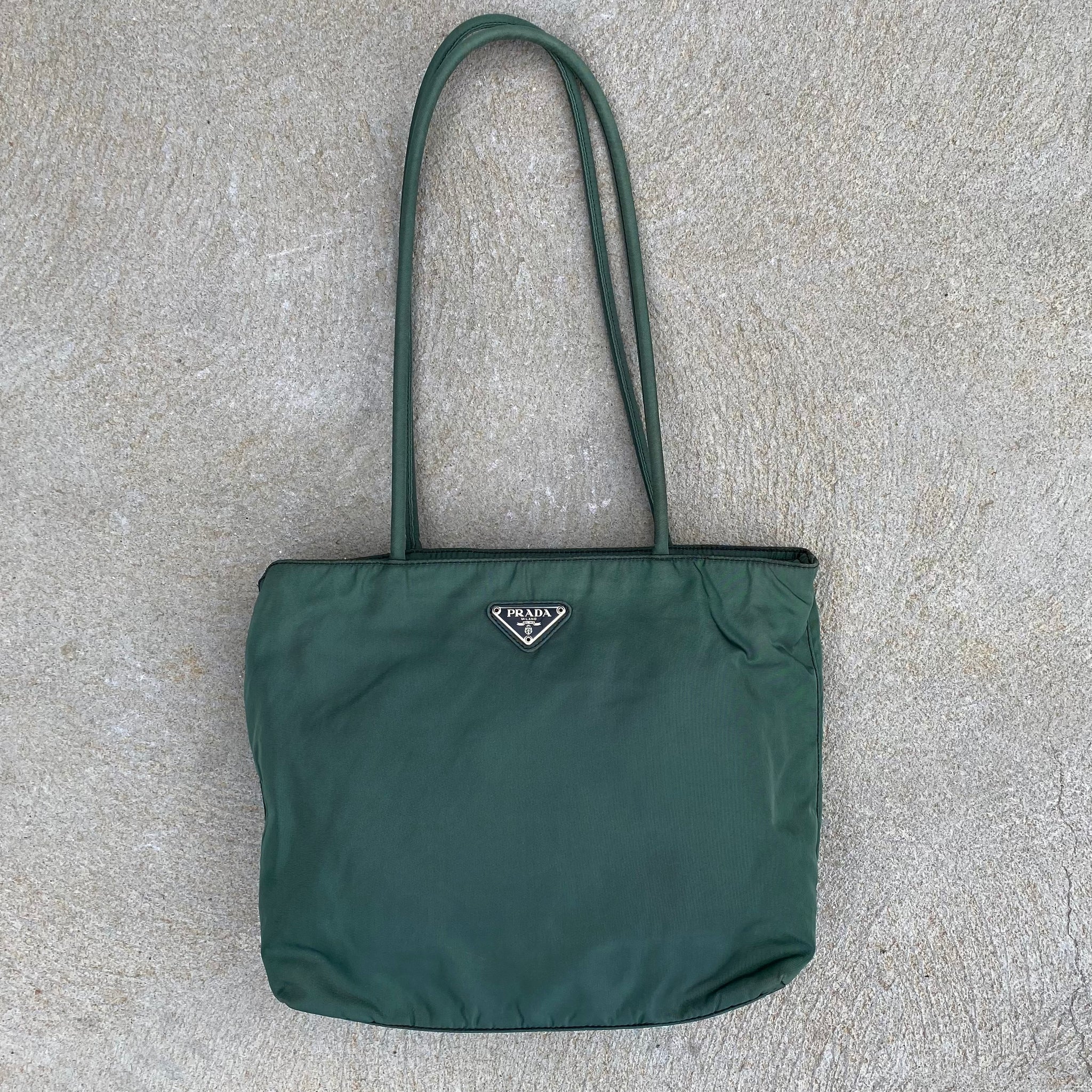 Prada Nylon Forest Green Long Strap Shoulder Bag