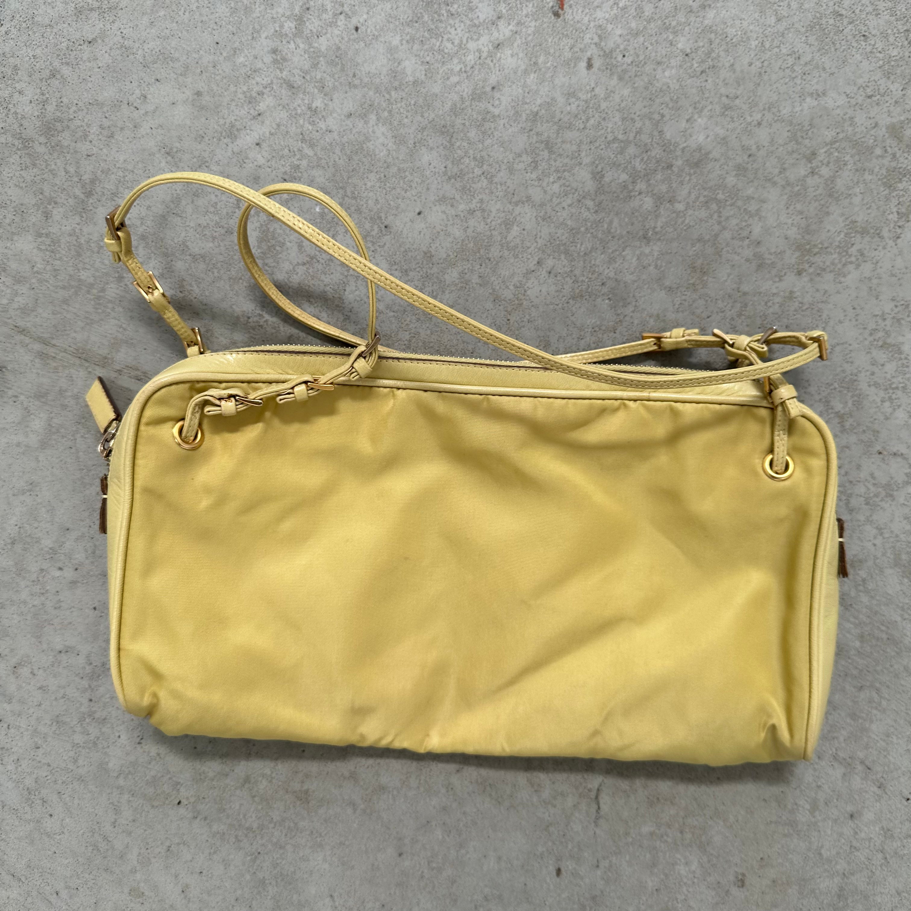 Prada Leather Strap Bag Nylon Yellow