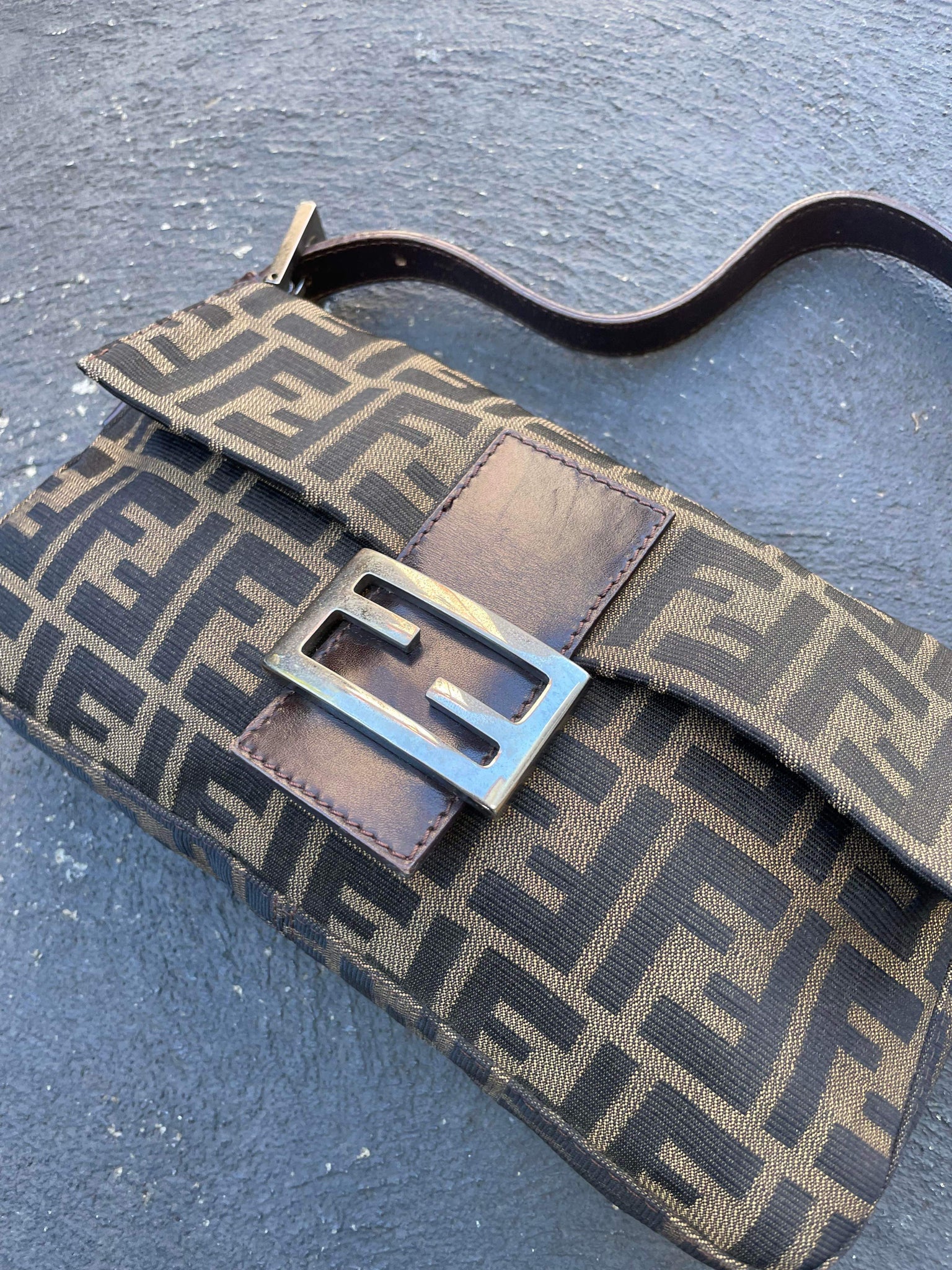 Fendi Zucca Print Baguette Bag