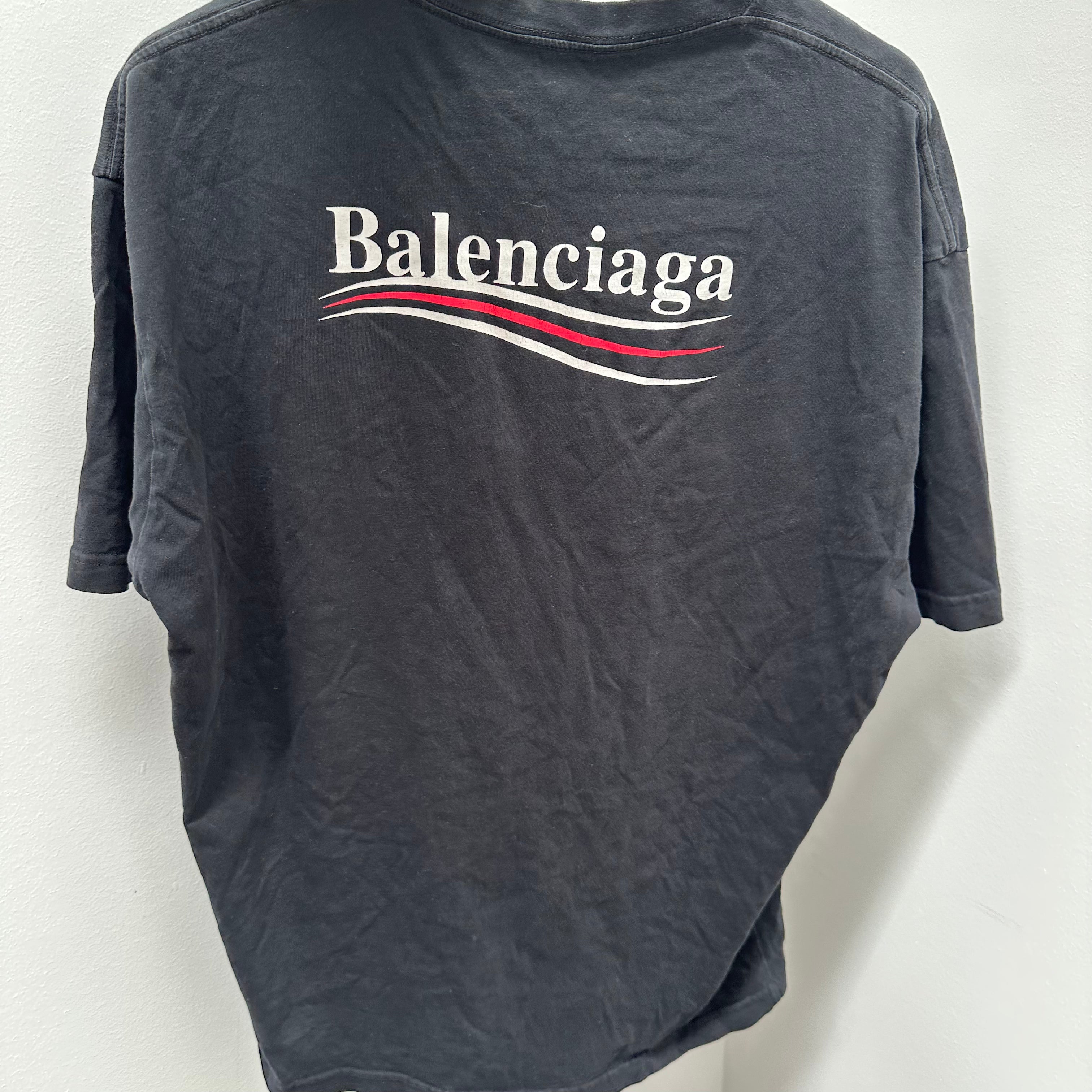 Balenciaga Black Campaign Logo T Shirt (fits M-L)