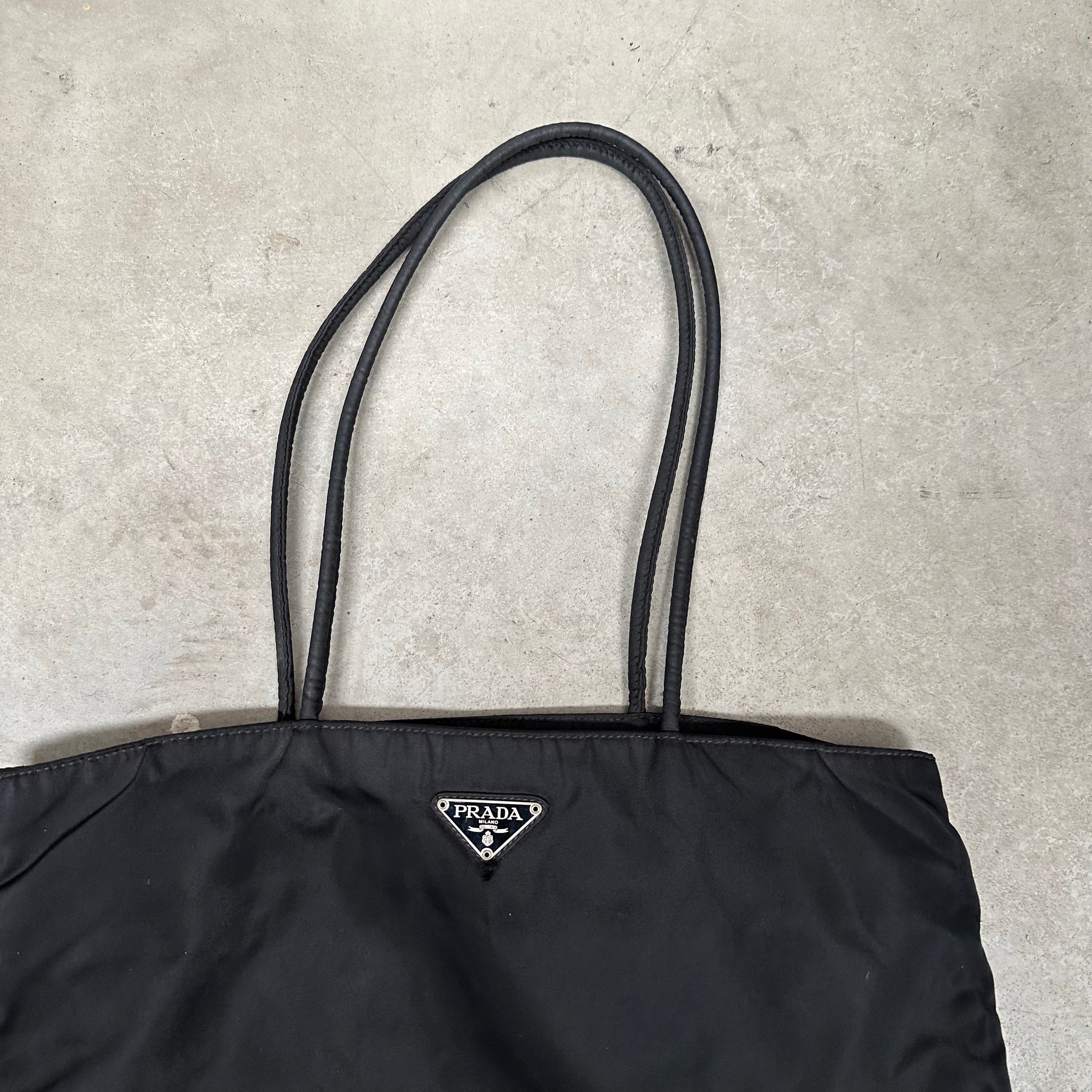 Prada Long Strap Large Tote Bag Nylon Black