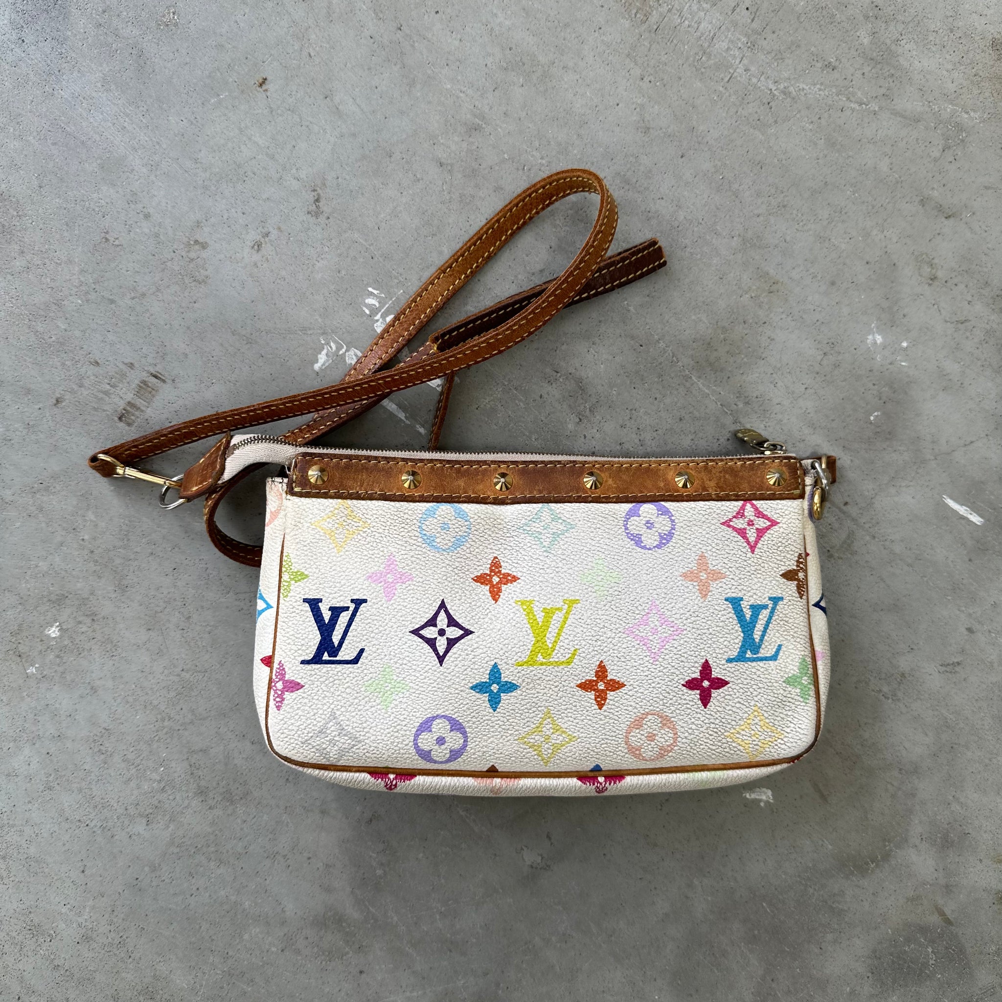 Louis Vuitton Murakami Multicolor Pochette Bag with Long Strap