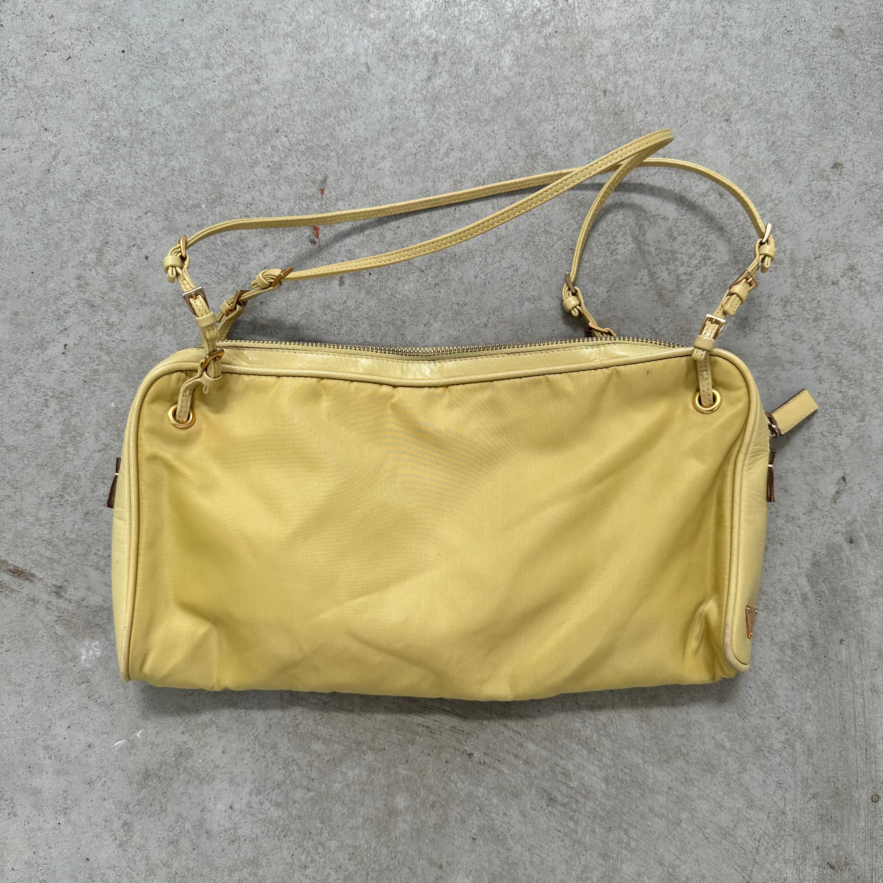 Prada Leather Strap Bag Nylon Yellow