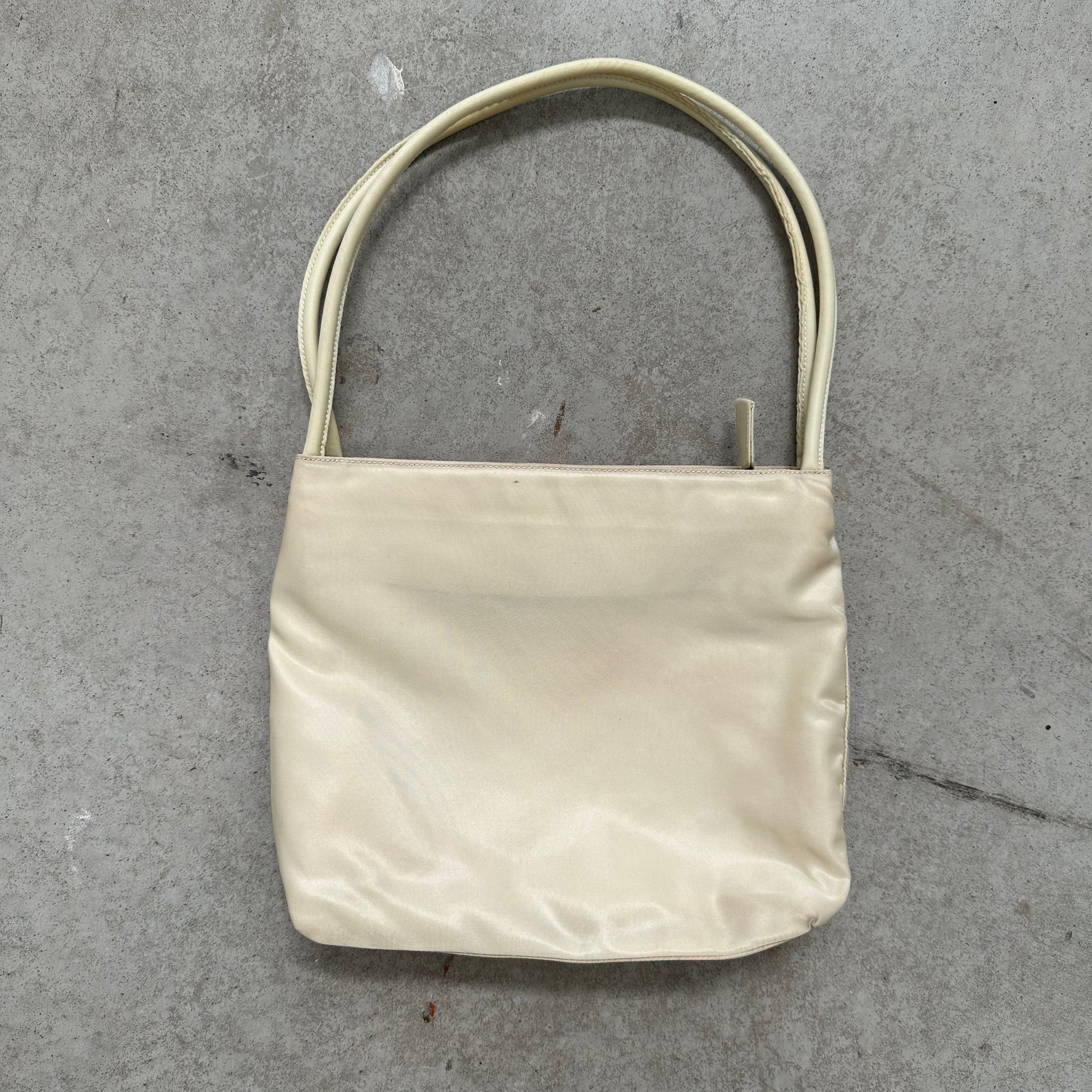 Prada Double Strap Mini Tote Bag Nylon Beige