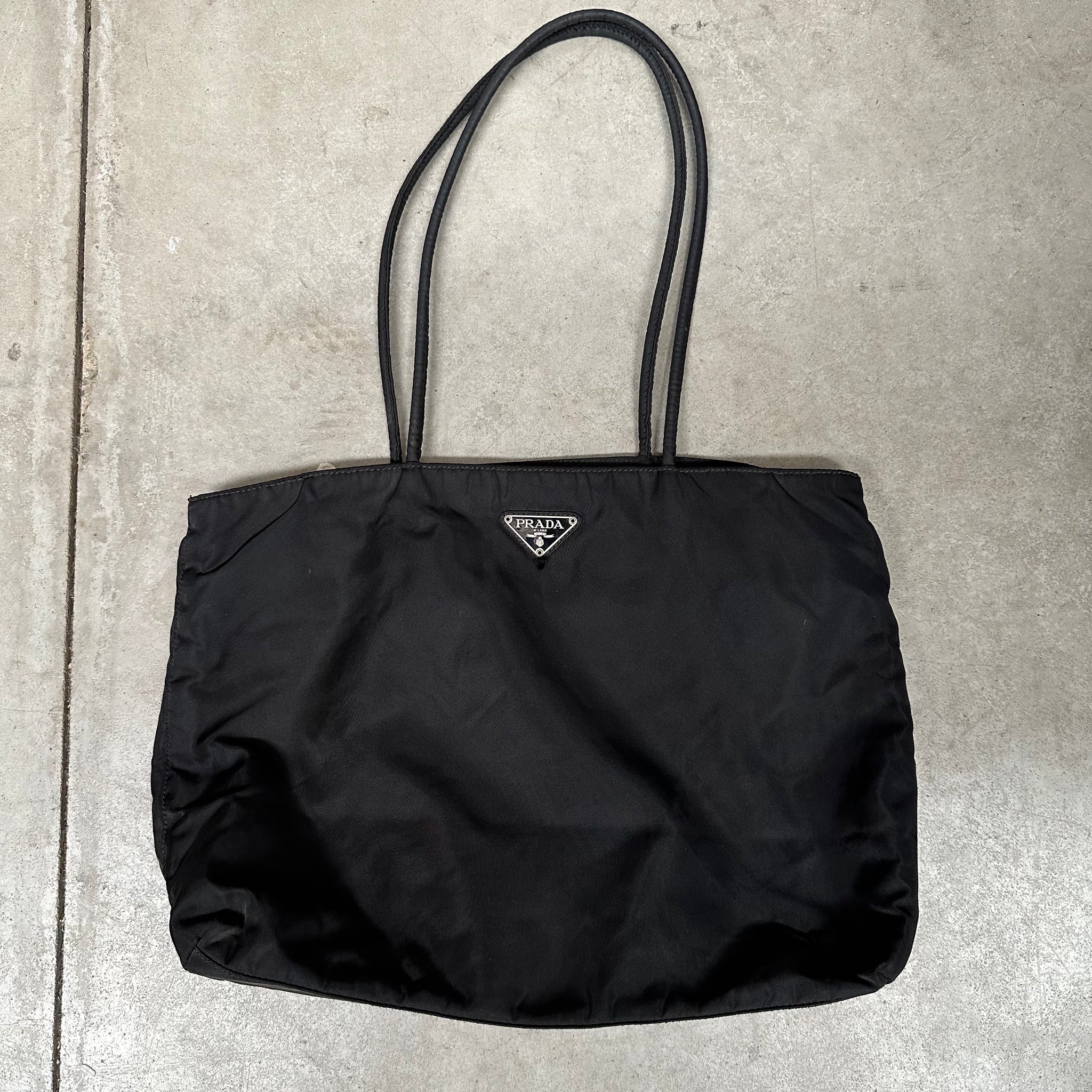 Prada Long Strap Large Tote Bag Nylon Black