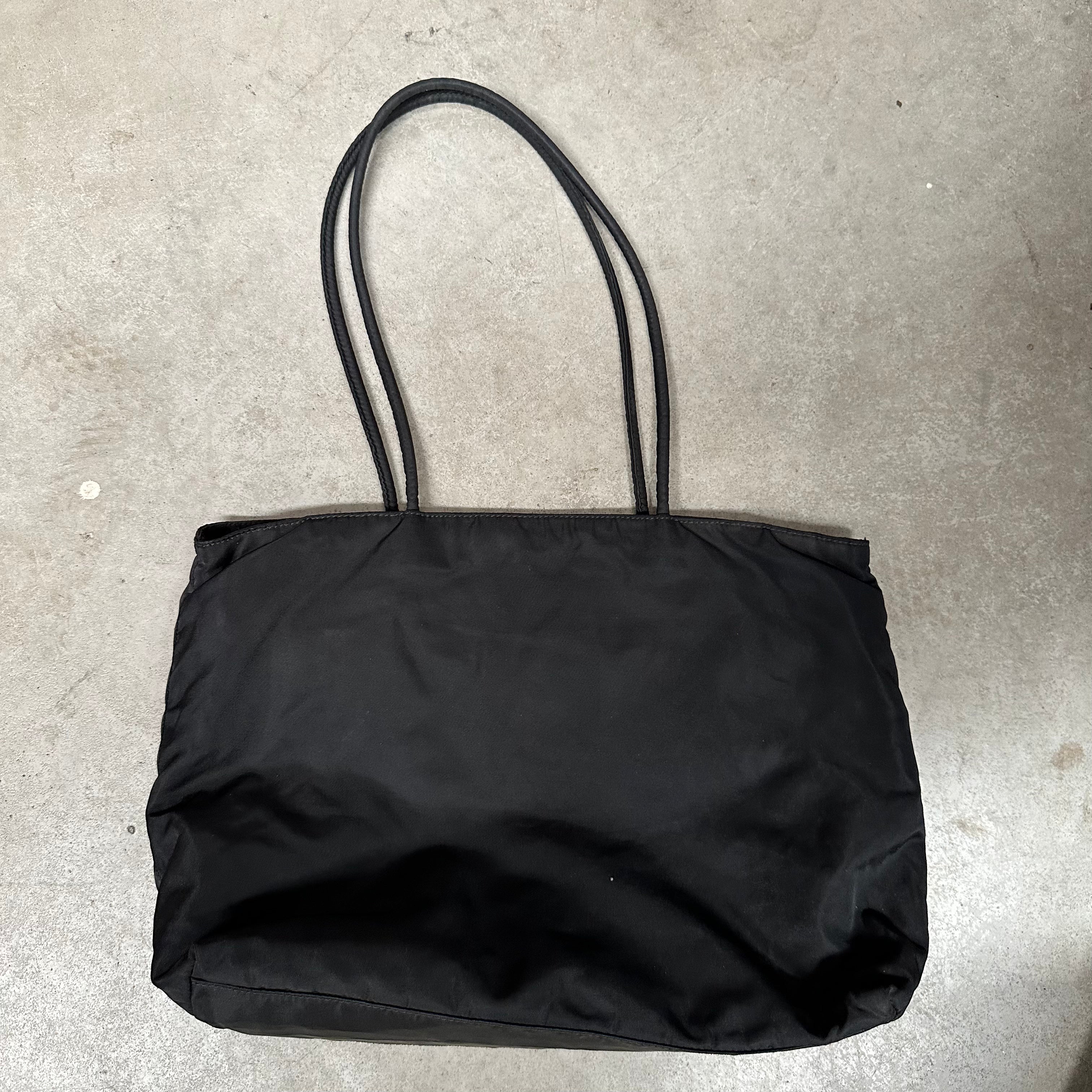 Prada Long Strap Large Tote Bag Nylon Black