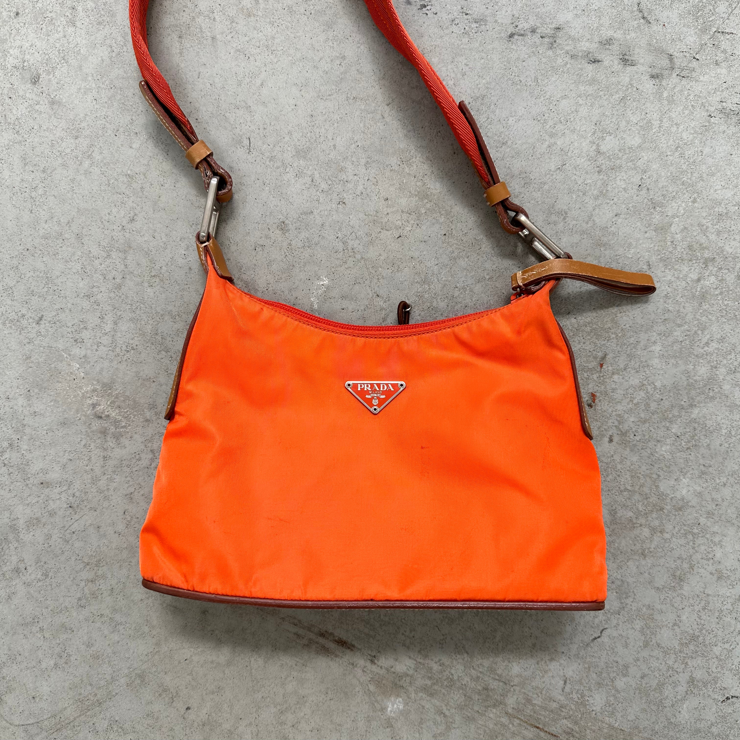 Orange prada store crossbody bag
