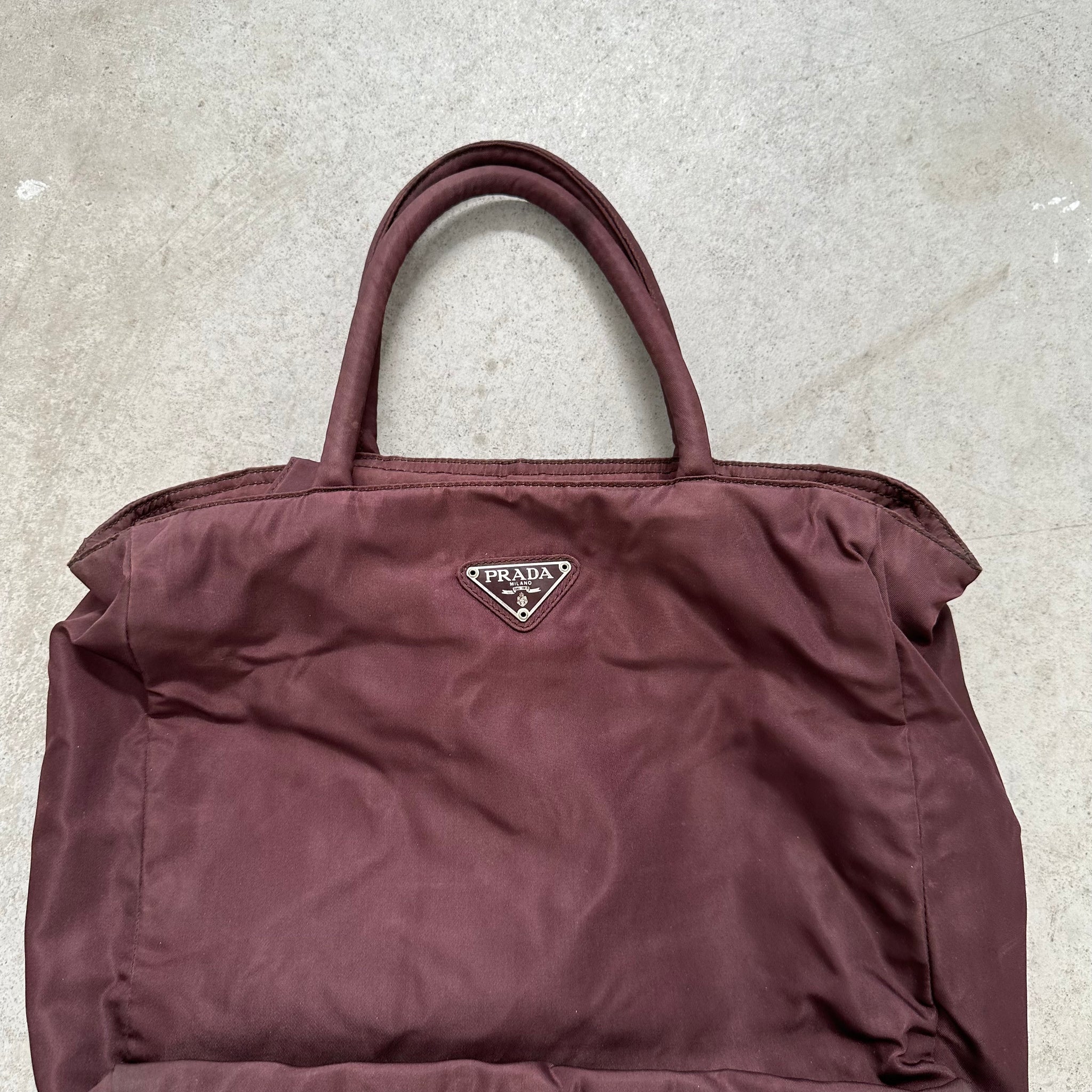 Prada Medium Tote Bag Nylon Brown