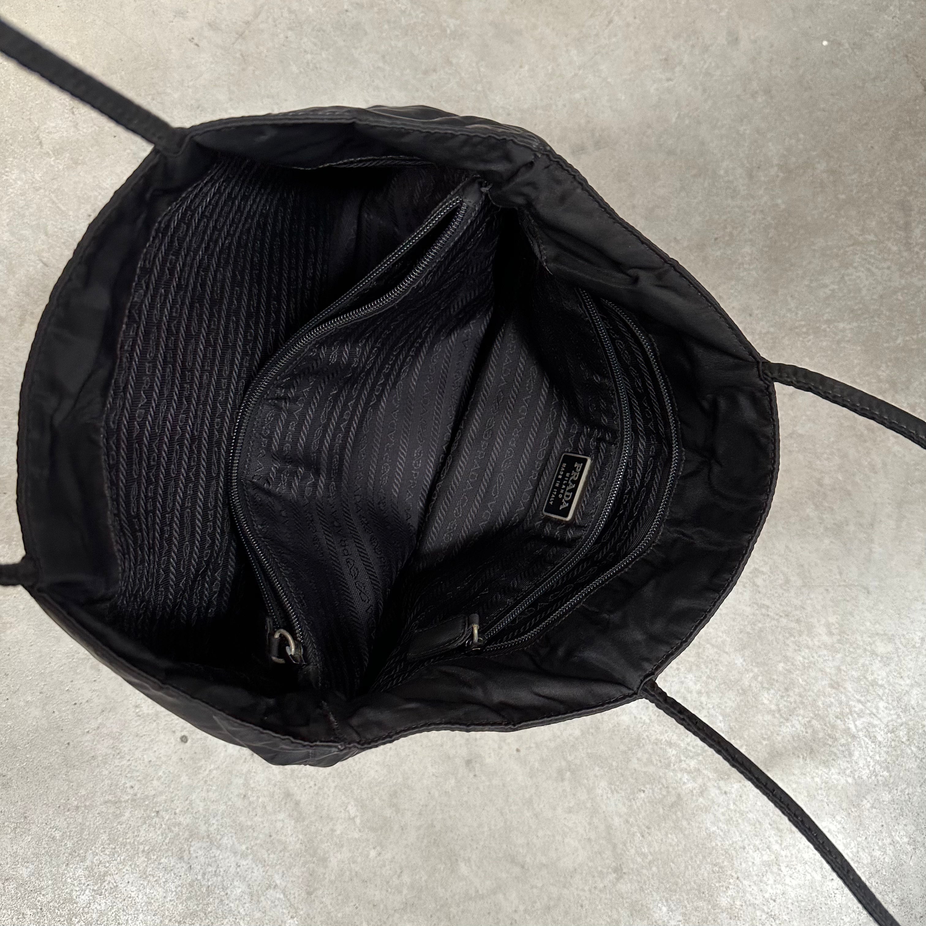 Prada Long Strap Large Tote Bag Nylon Black