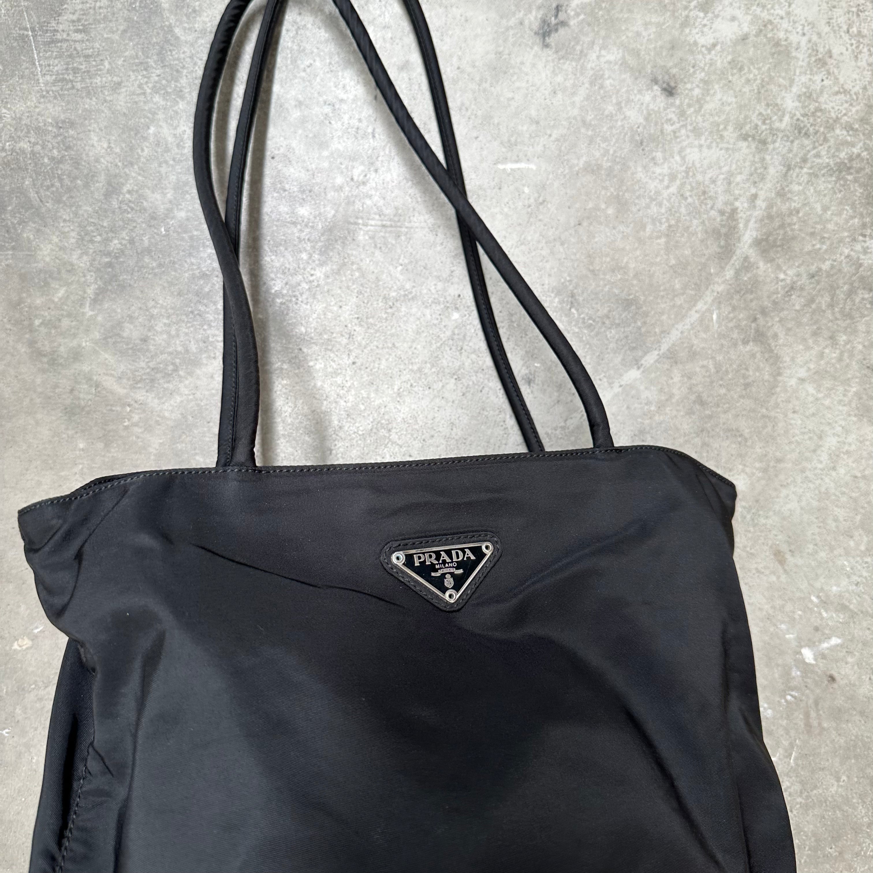 Prada Long Strap Tote Bag Nylon Black