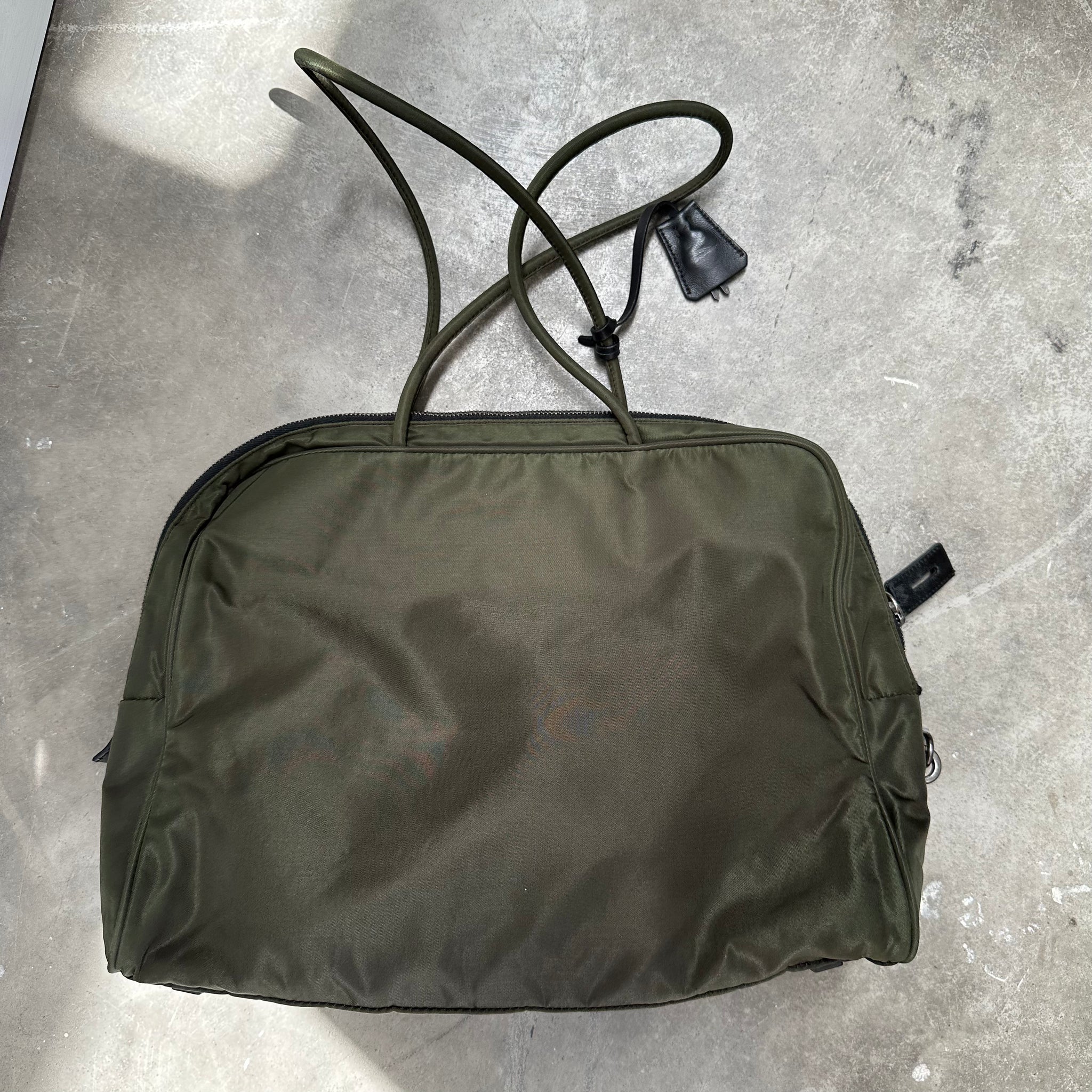 Prada Zip Around Bag Olive Green Nylon