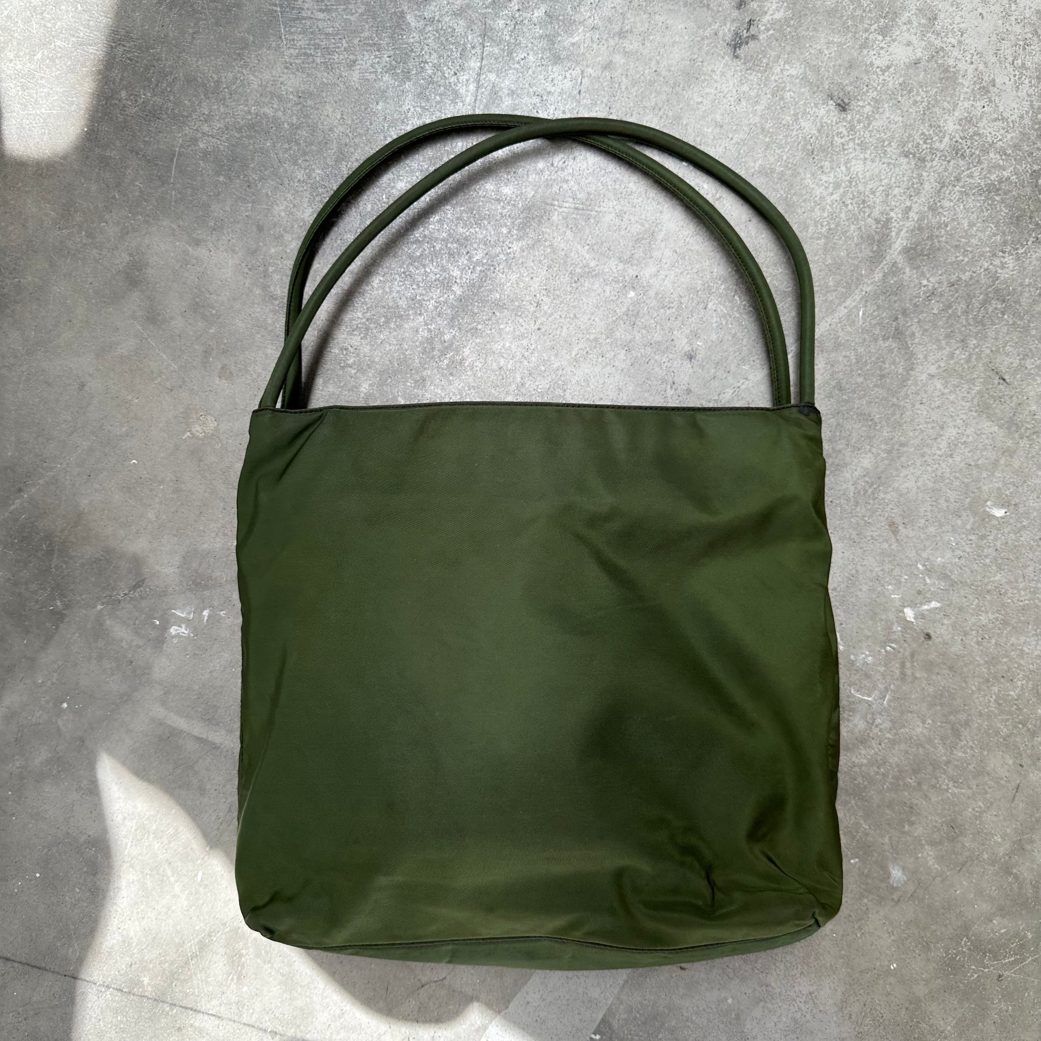 Prada Double Strap Tote Bag Nylon Green