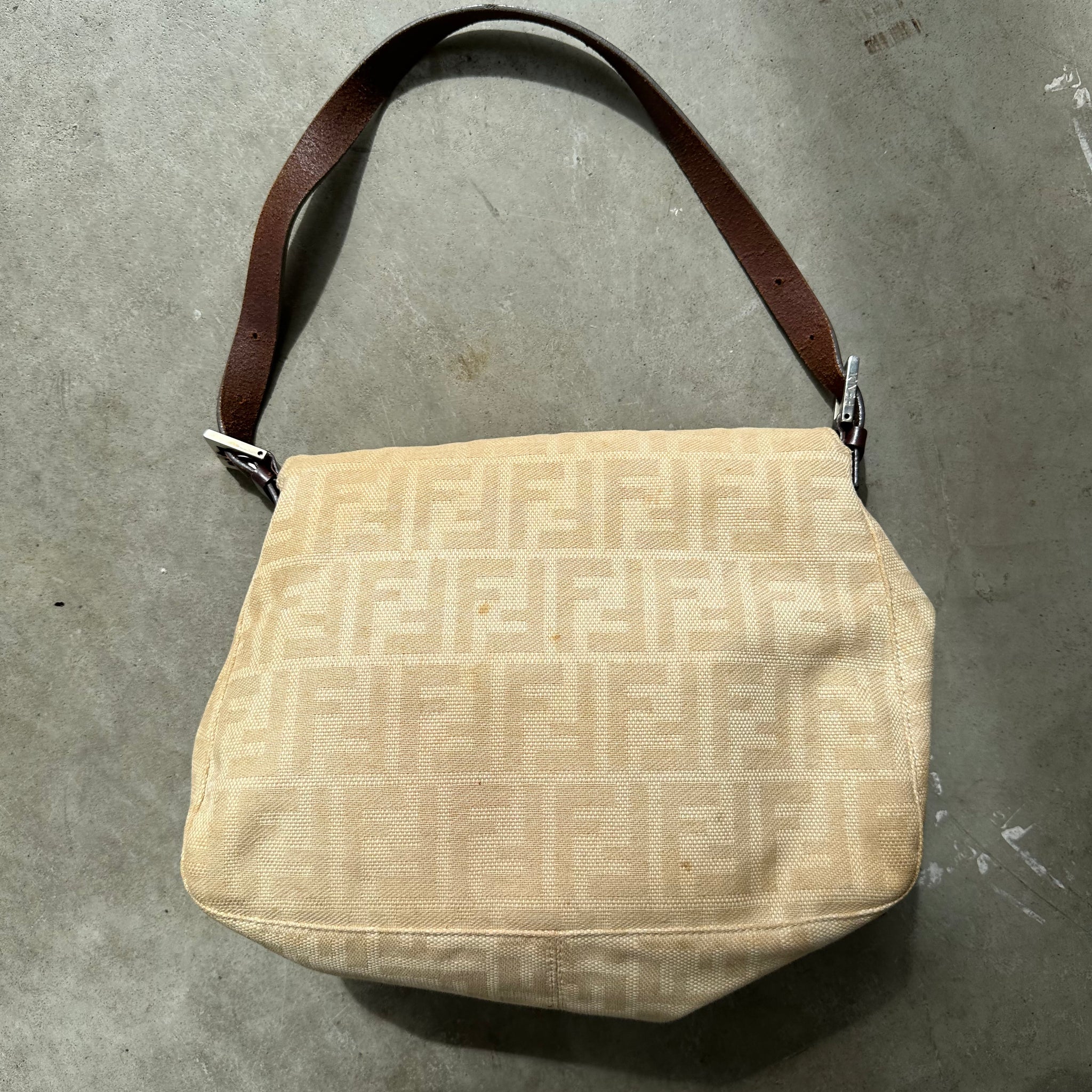 Fendi Mama Baguette Bag Canvas Beige