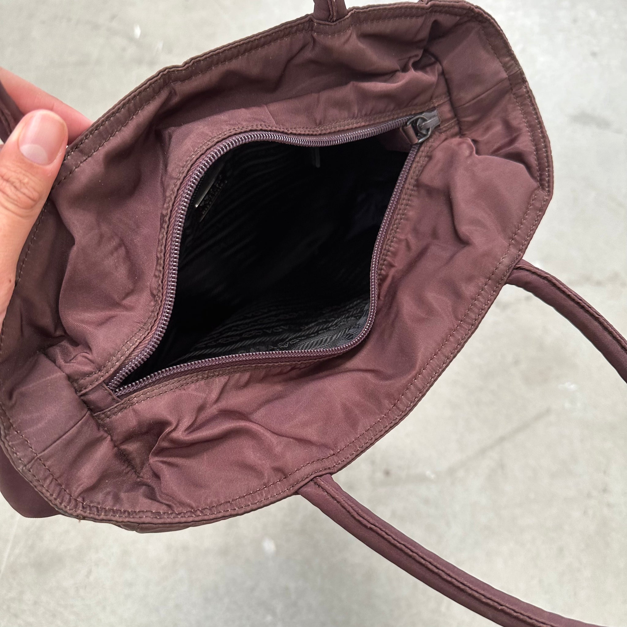 Prada Medium Tote Bag Nylon Brown