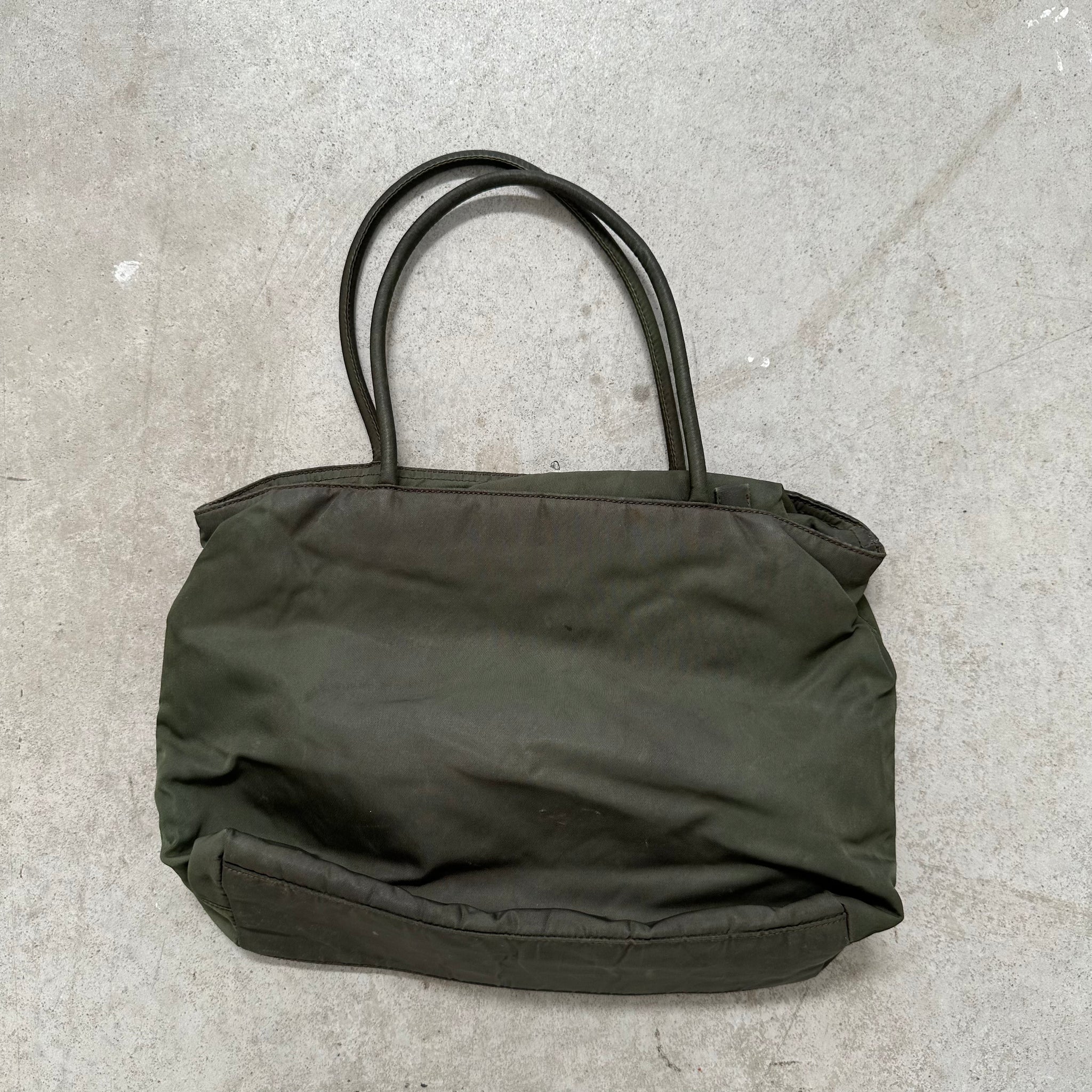 Prada Short Handle Tote Bag Nylon Khaki