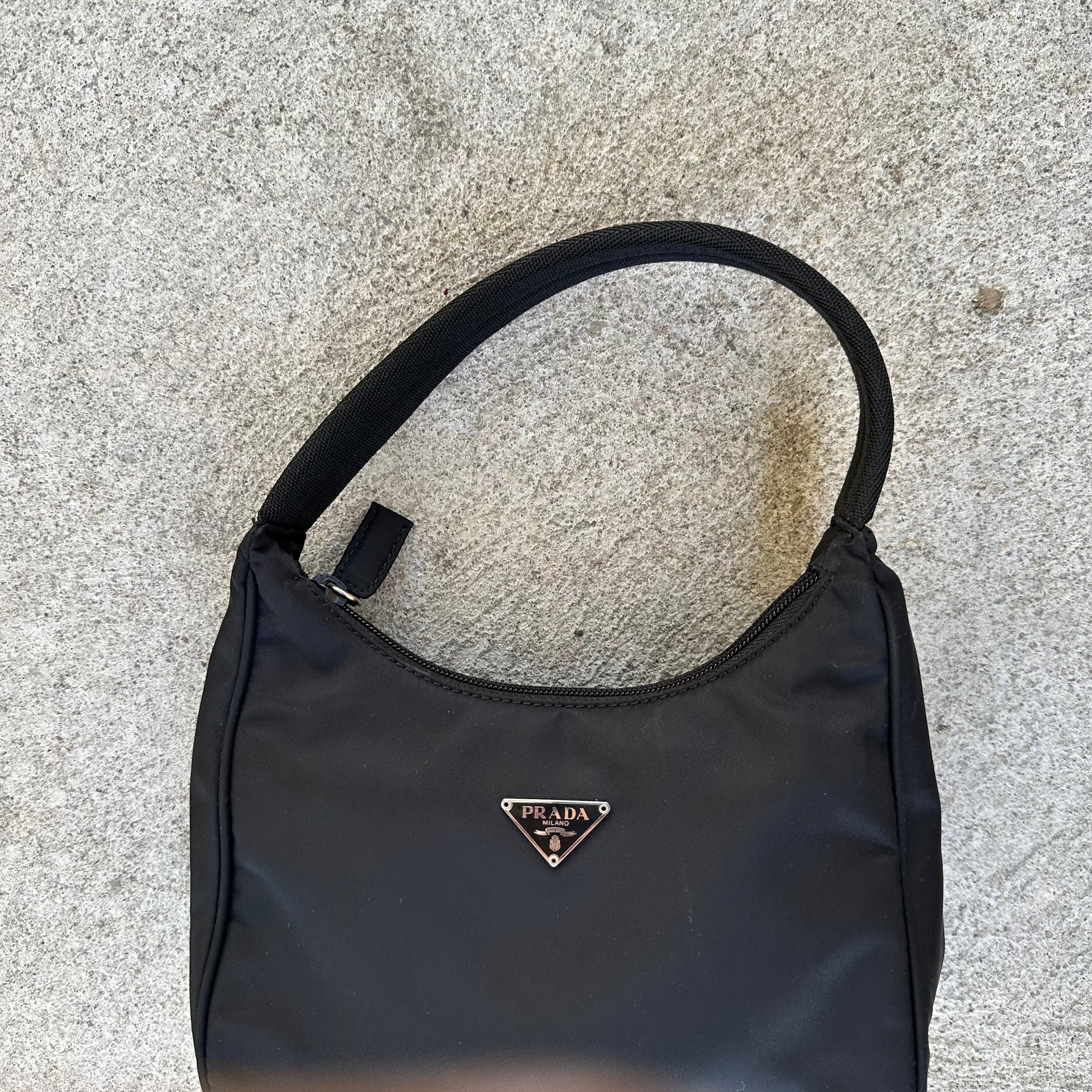 Prada black nylon shoulder top bag