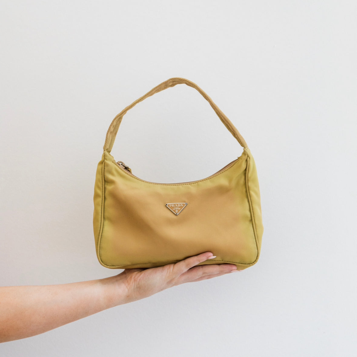 Prada Shoulder Hobo Bag Nylon Yellow