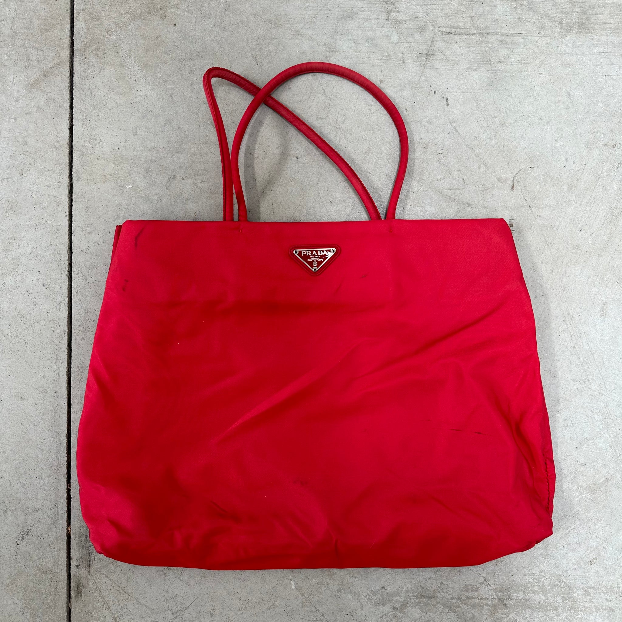 Prada Large Tote Bag Nylon Red