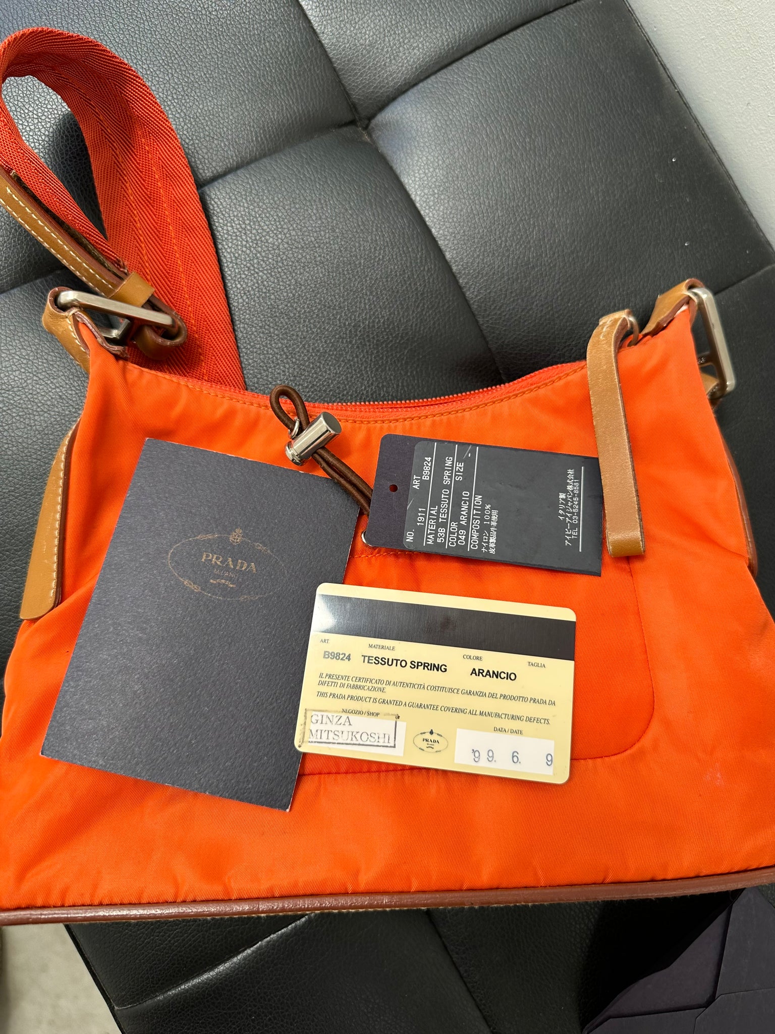 Prada Shoulder Bag Nylon Orange