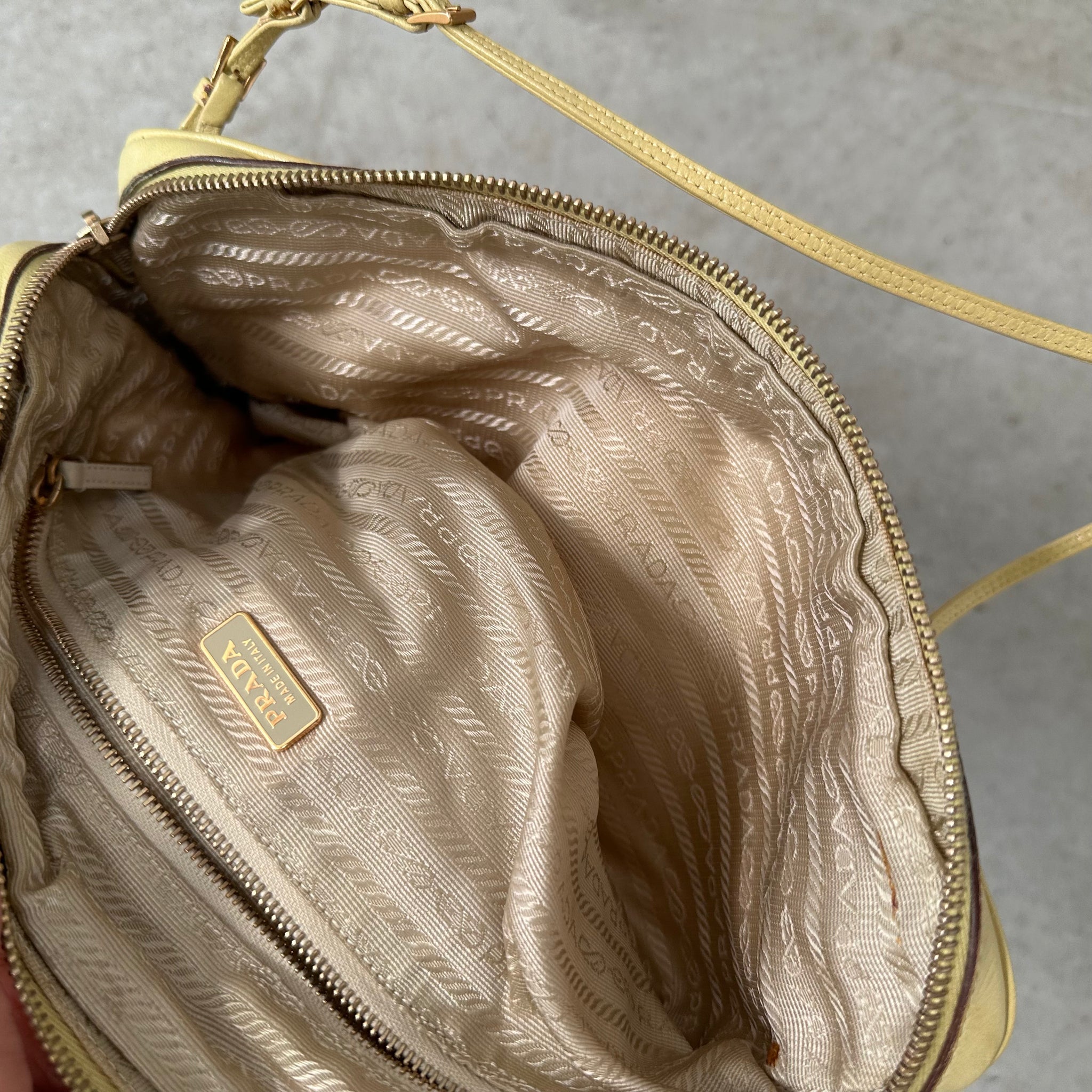 Prada Leather Strap Bag Nylon Yellow