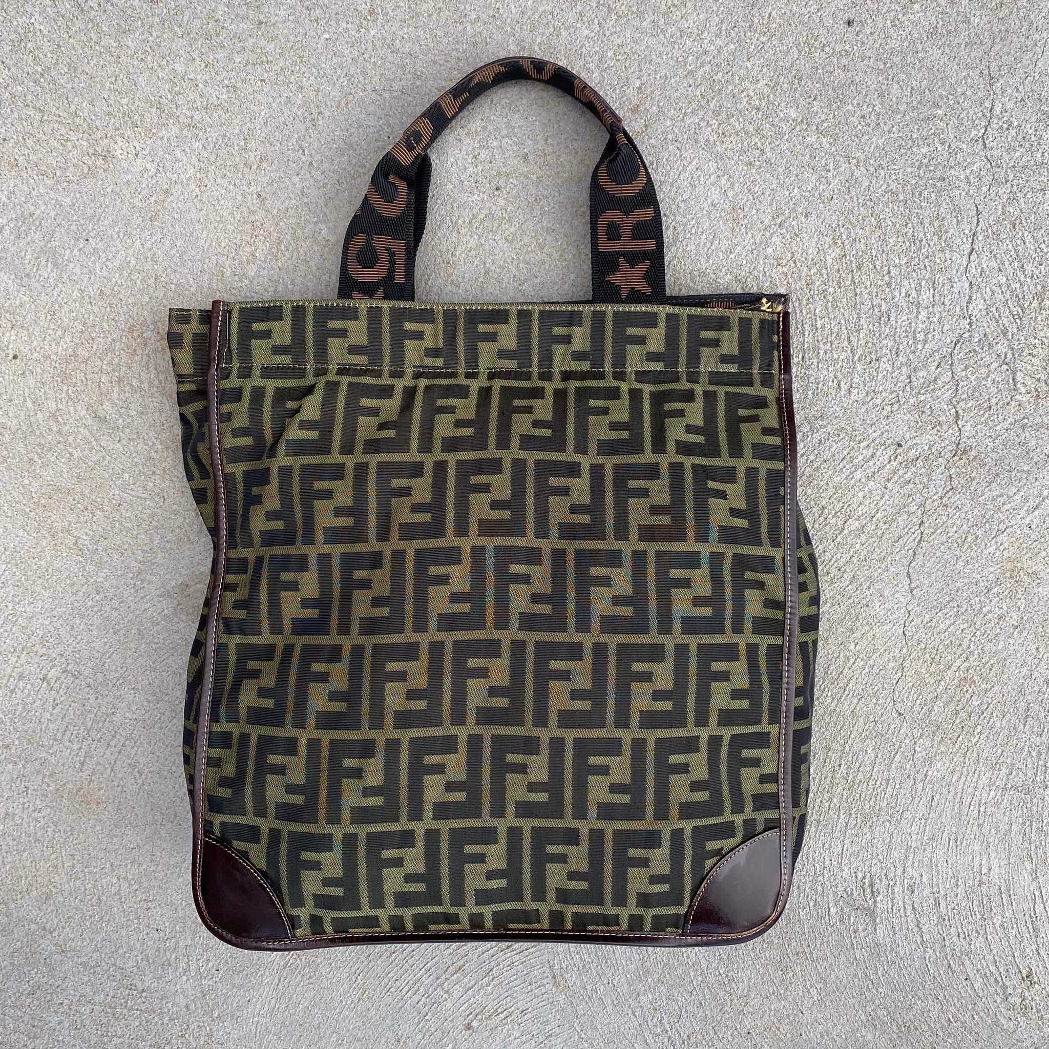 Fendi Vintage Zucca Monogram Canvas Large Carry Tote Bag