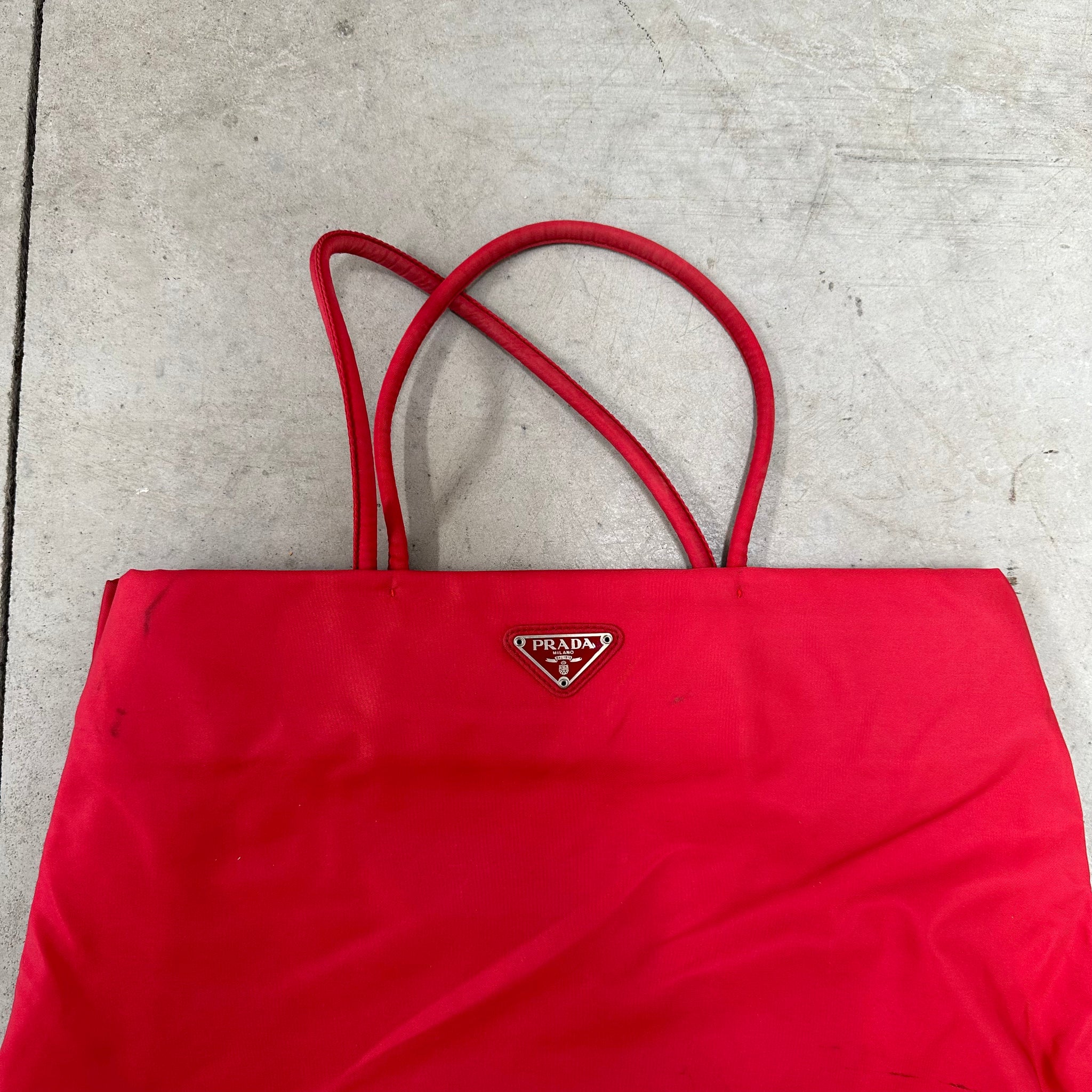 Prada Large Tote Bag Nylon Red