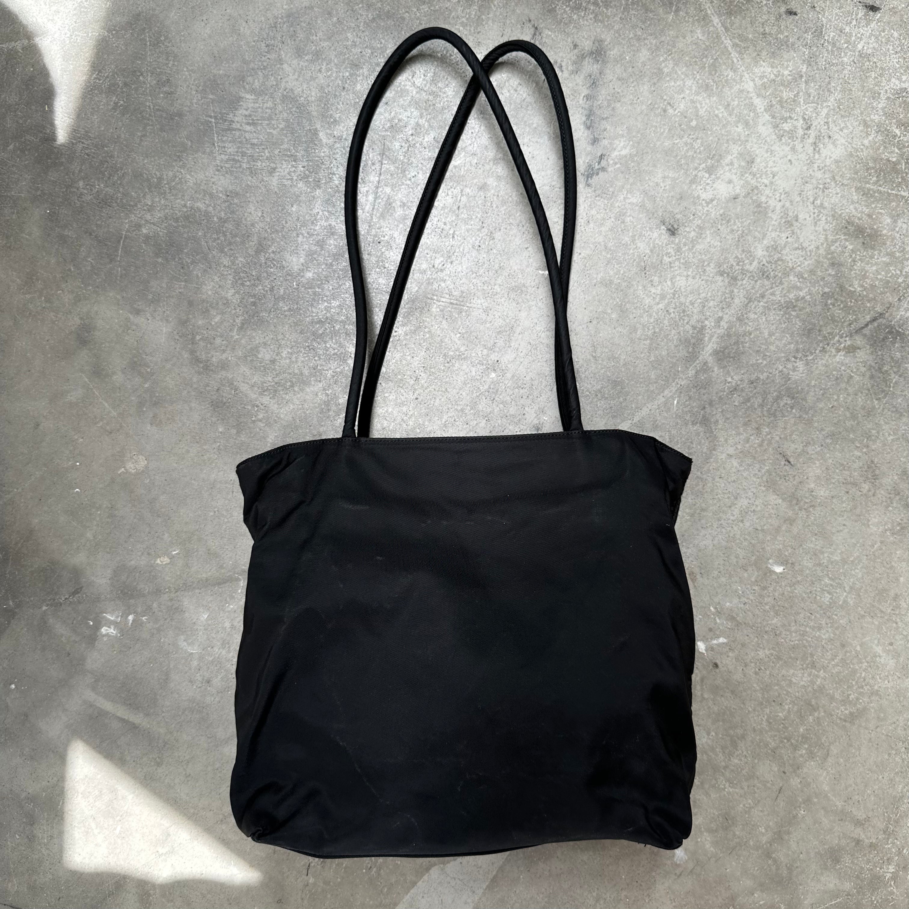 Prada Long Strap Tote Bag Nylon Black