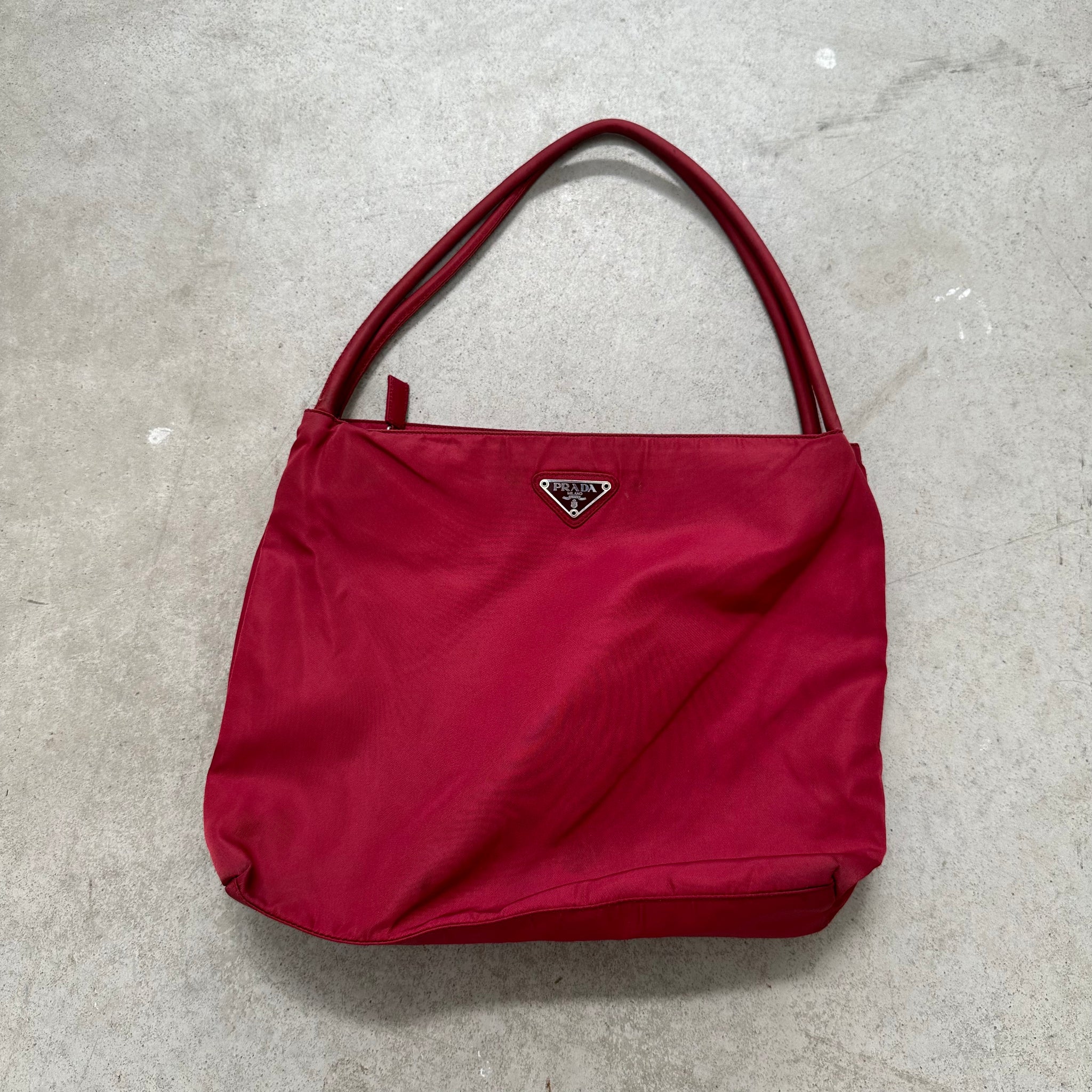 Prada Double Strap Tote Bag Nylon Red