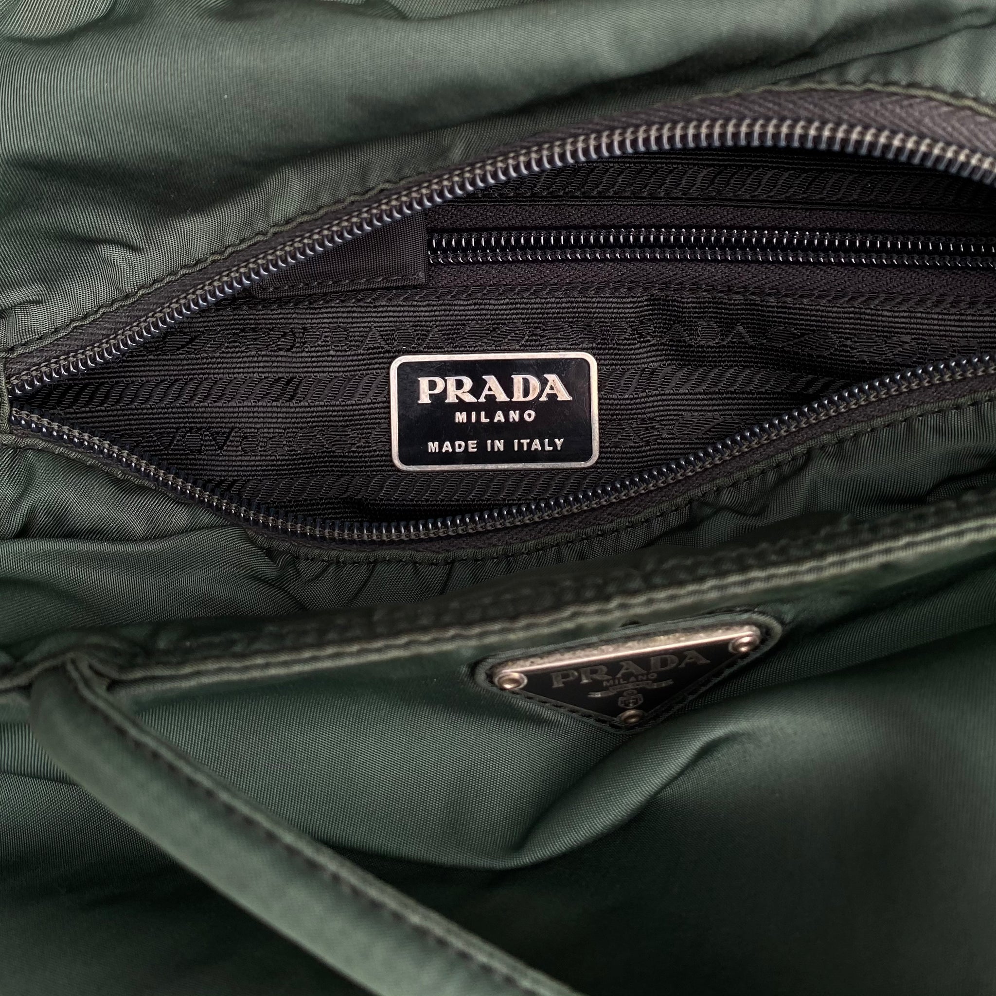 Prada Nylon Forest Green Long Strap Shoulder Bag