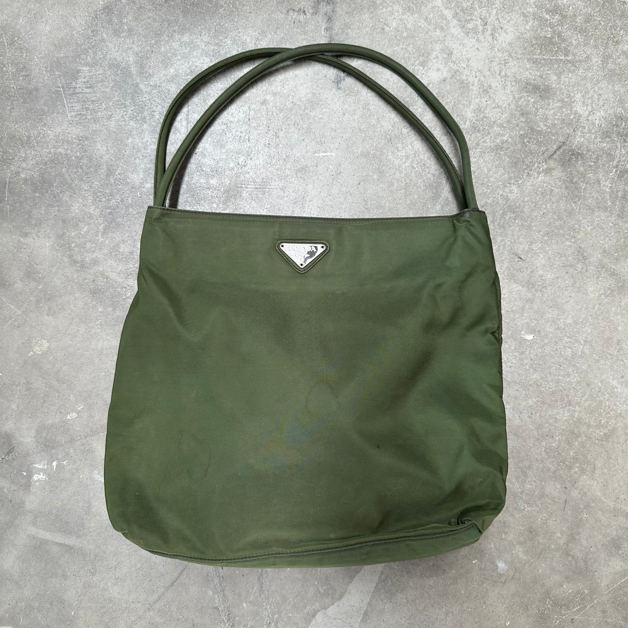 Prada Double Strap Tote Bag Nylon Green