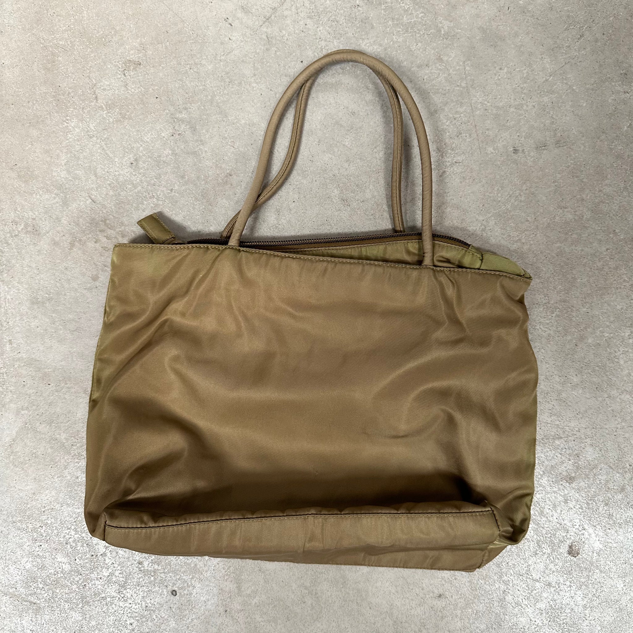 Prada Medium Strap Tote Bag Nylon Khaki