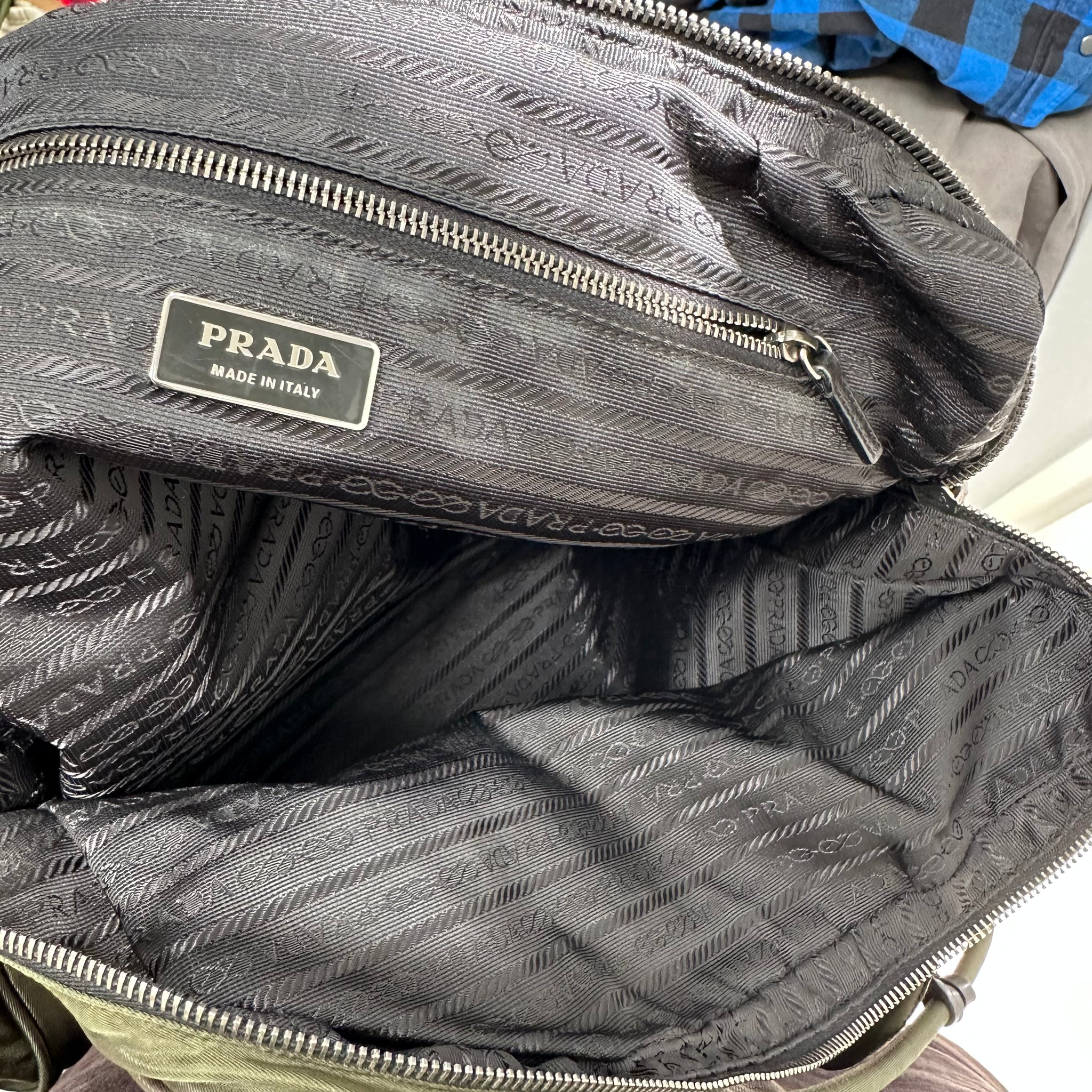 Prada Zip Around Bag Olive Green Nylon