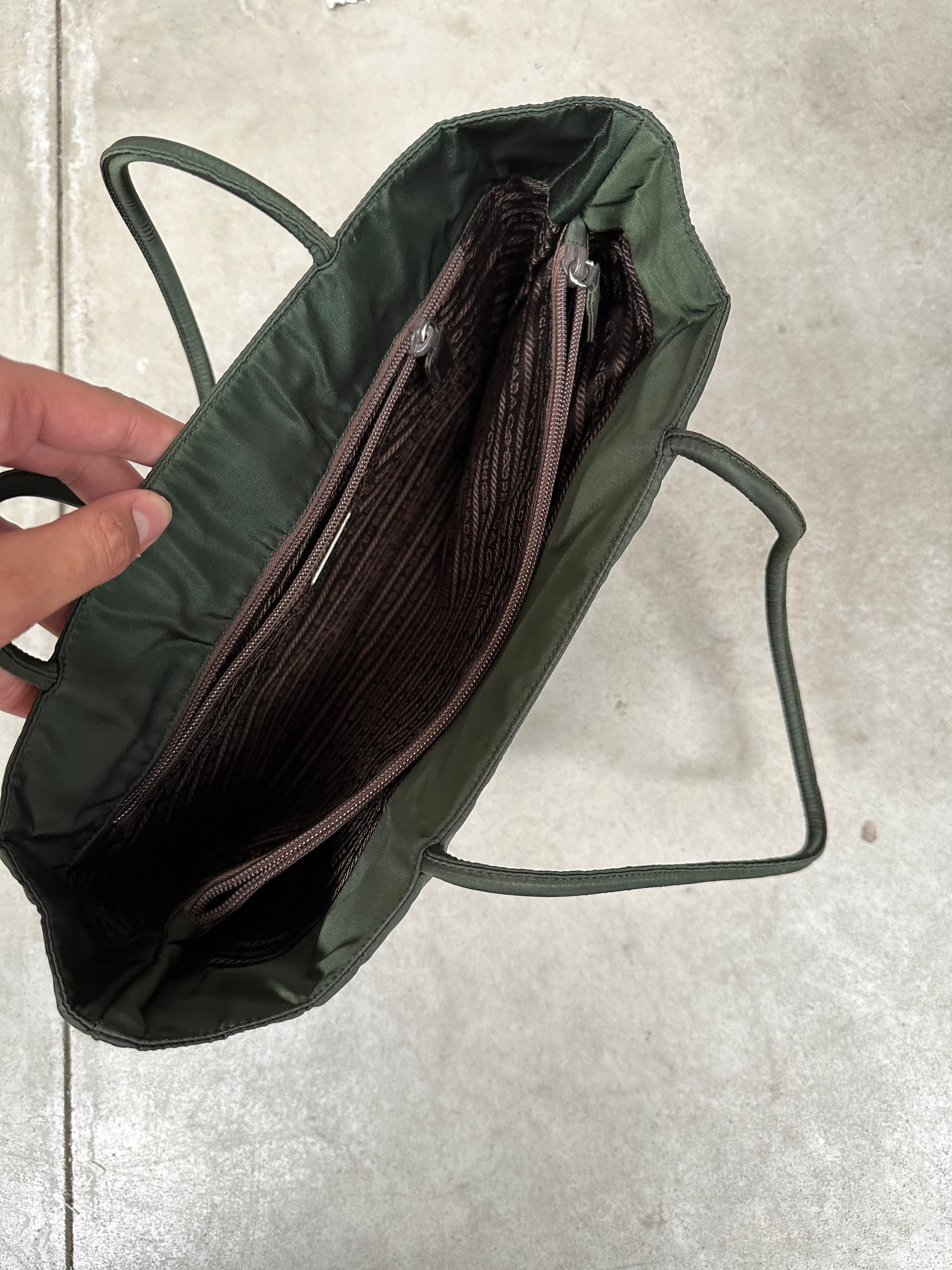 Prada Long Strap Large Tote Bag Nylon Green