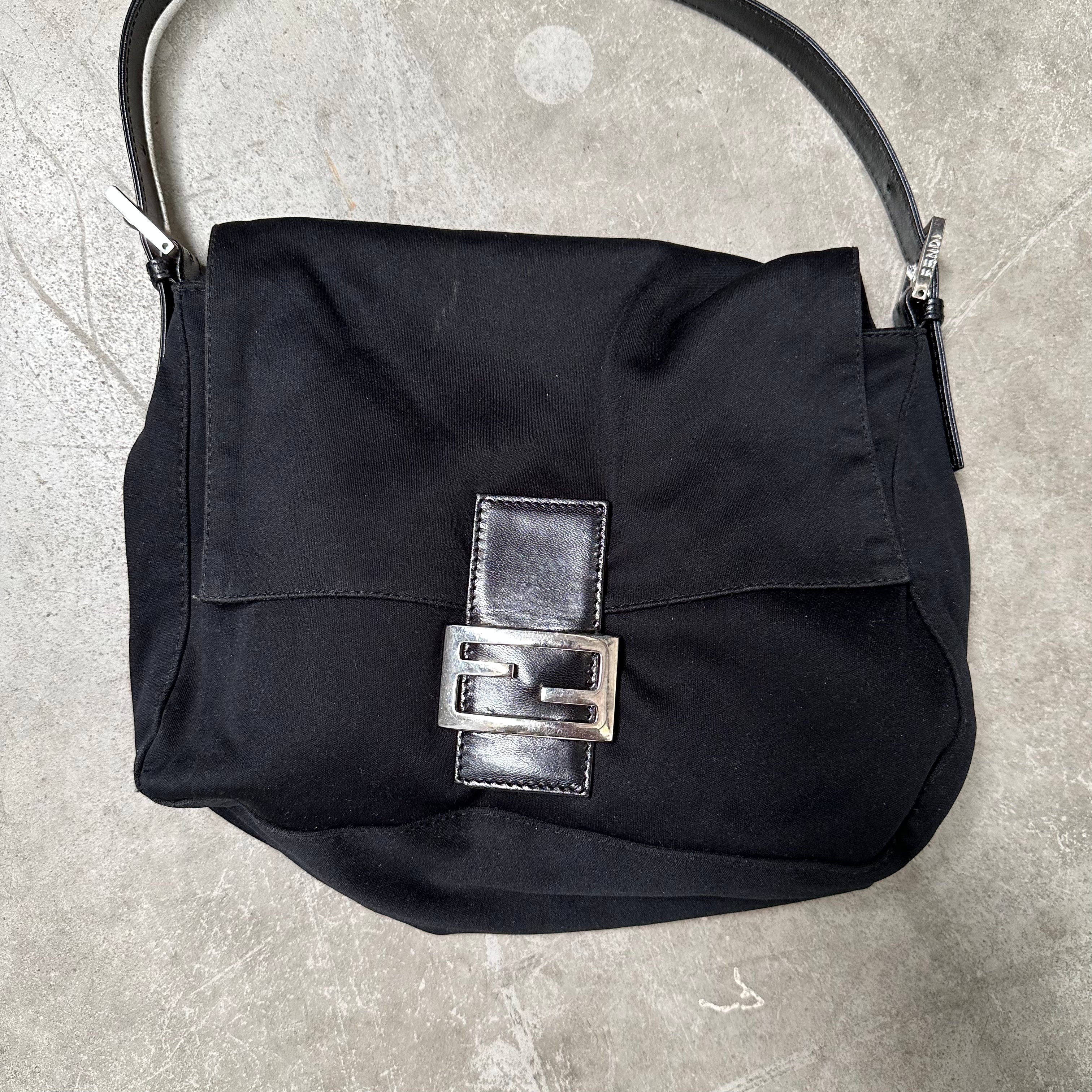 Fendi Black Mama Baguette Bag with Silver Hardware